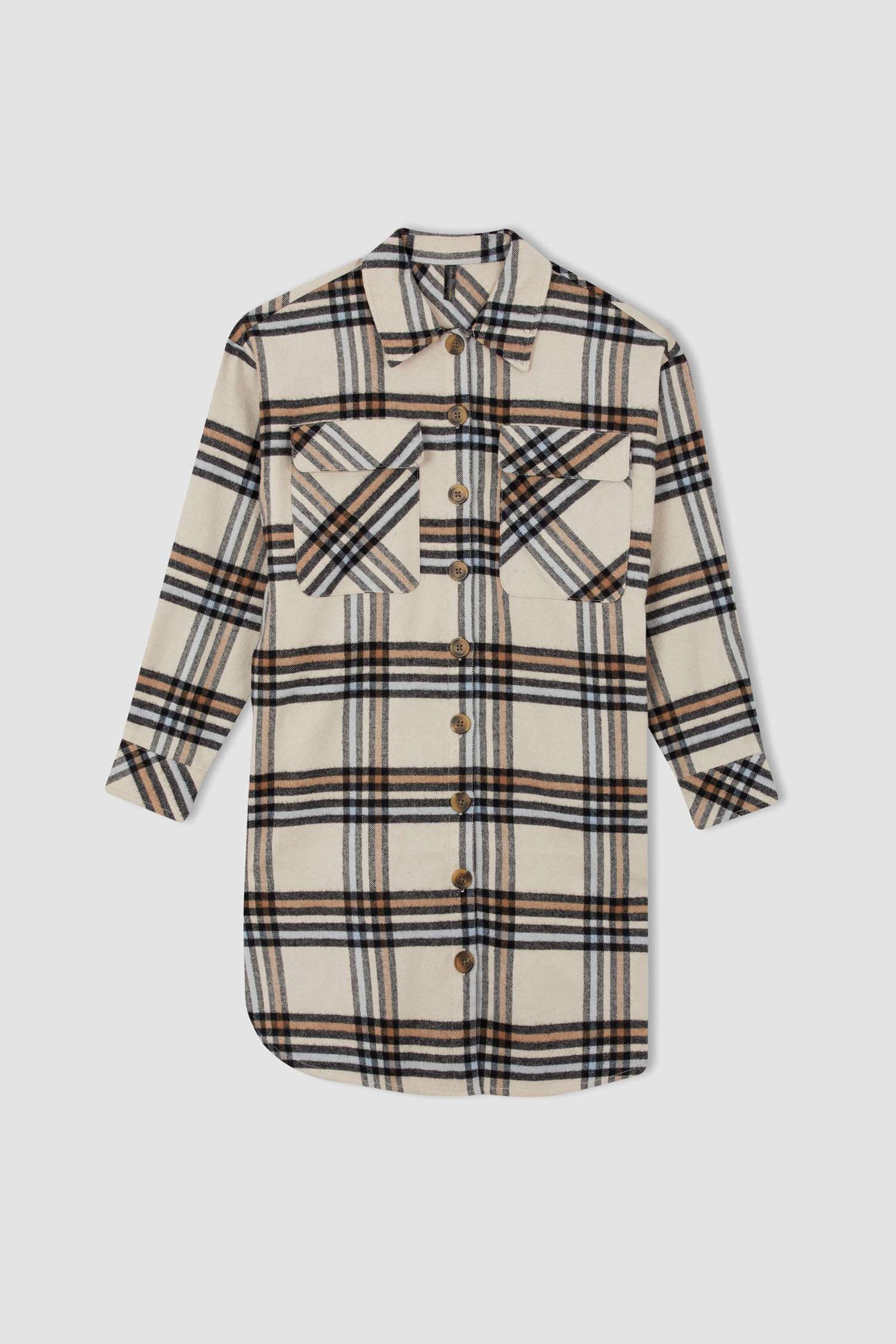 Relax Fit Kareli Flanel Uzun Kollu Tunik