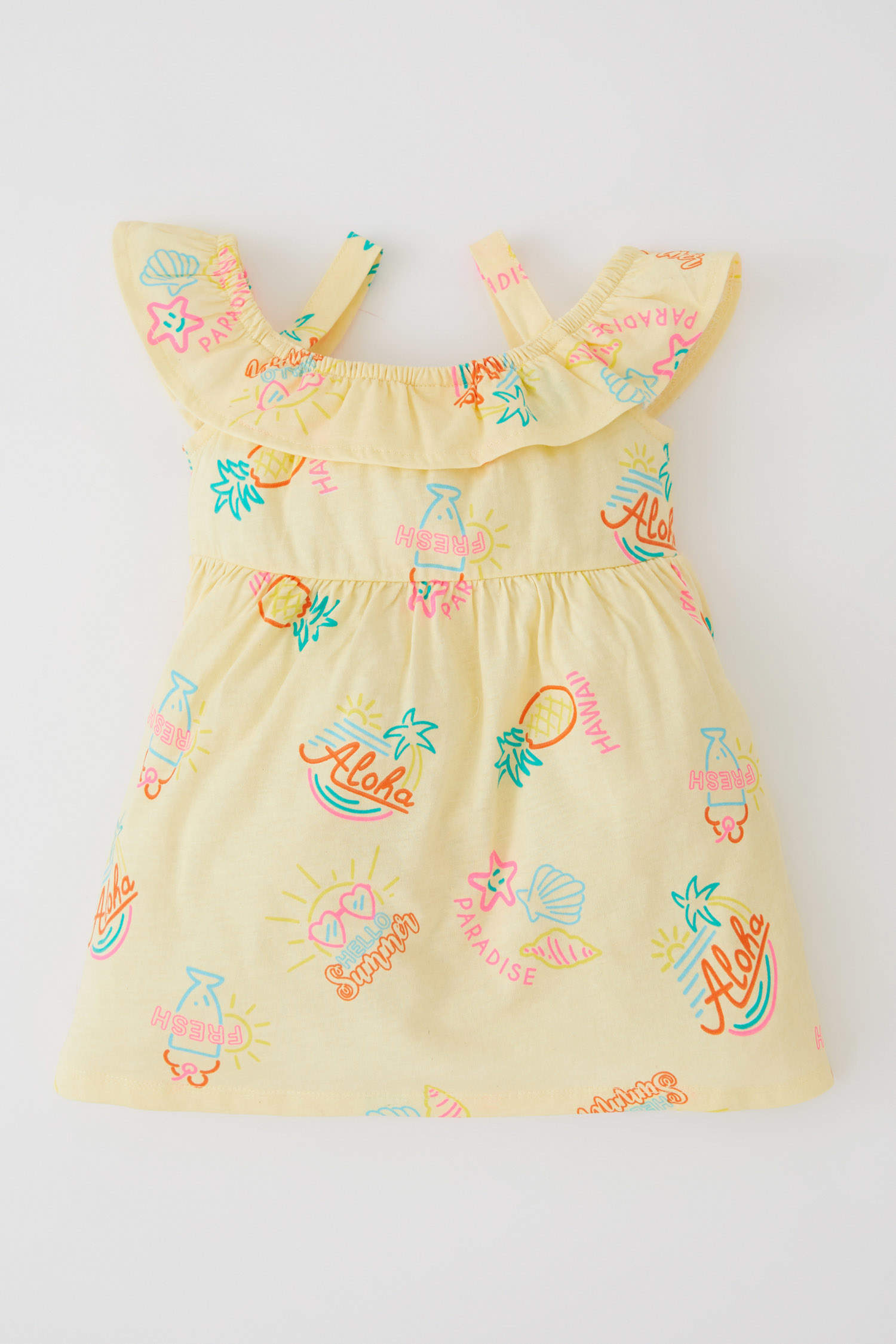 Defacto Kız Bebek Meyve Desenli Askılı Elbise. 1
