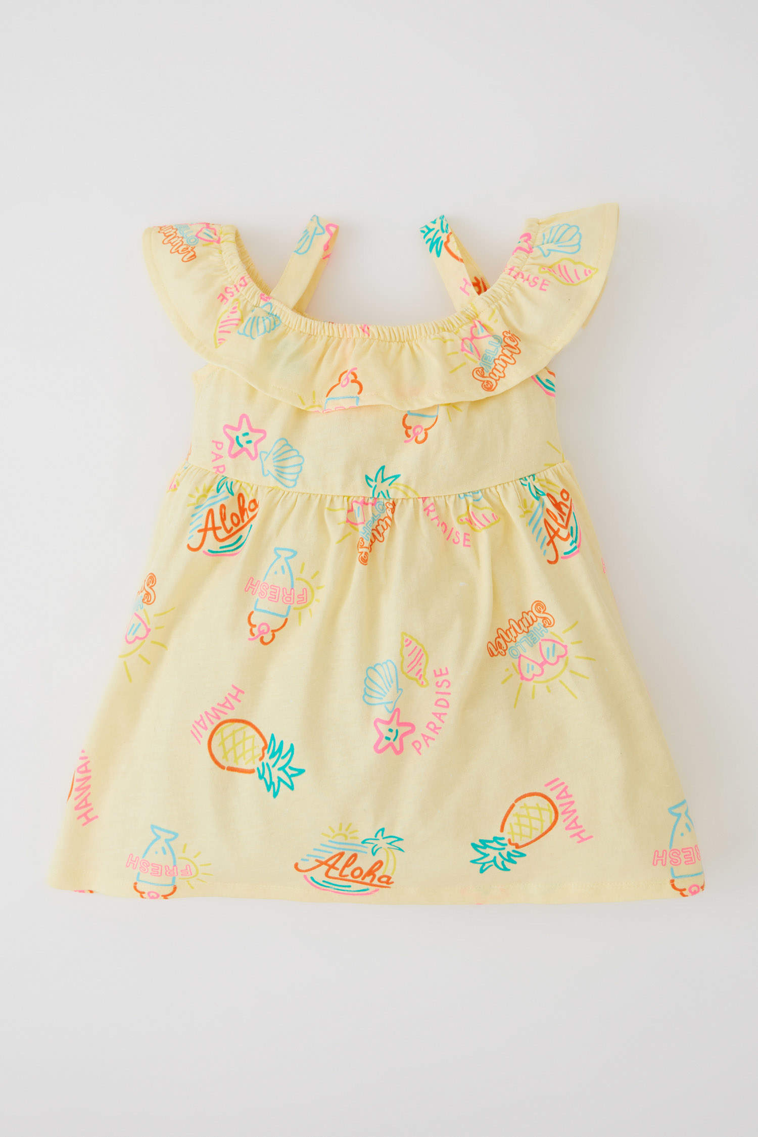 Defacto Kız Bebek Meyve Desenli Askılı Elbise. 5