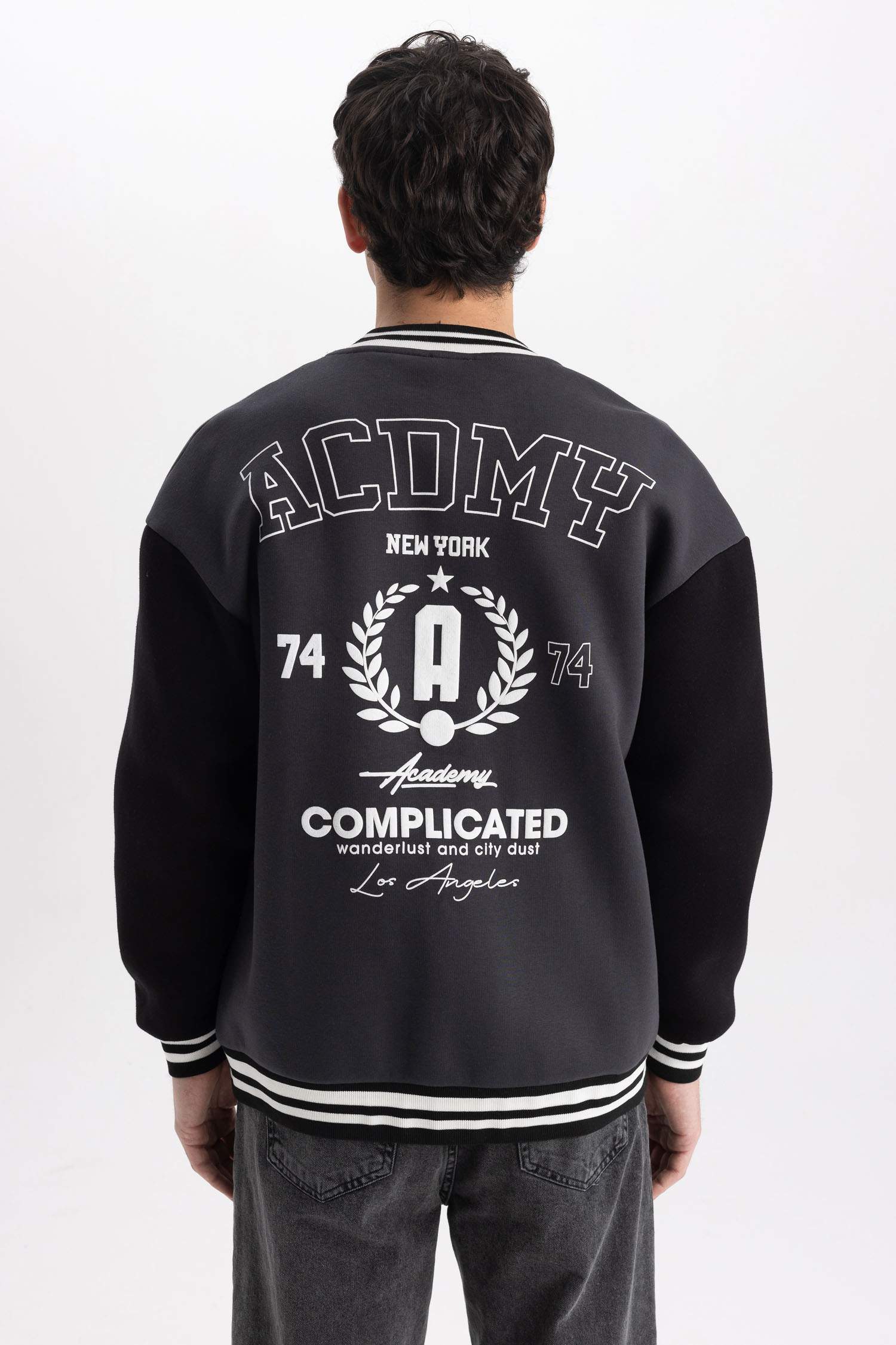 Coool Baskılı Oversize Fit Kolej Yaka Bomber İçi Yumuşak Tüylü  Hırka