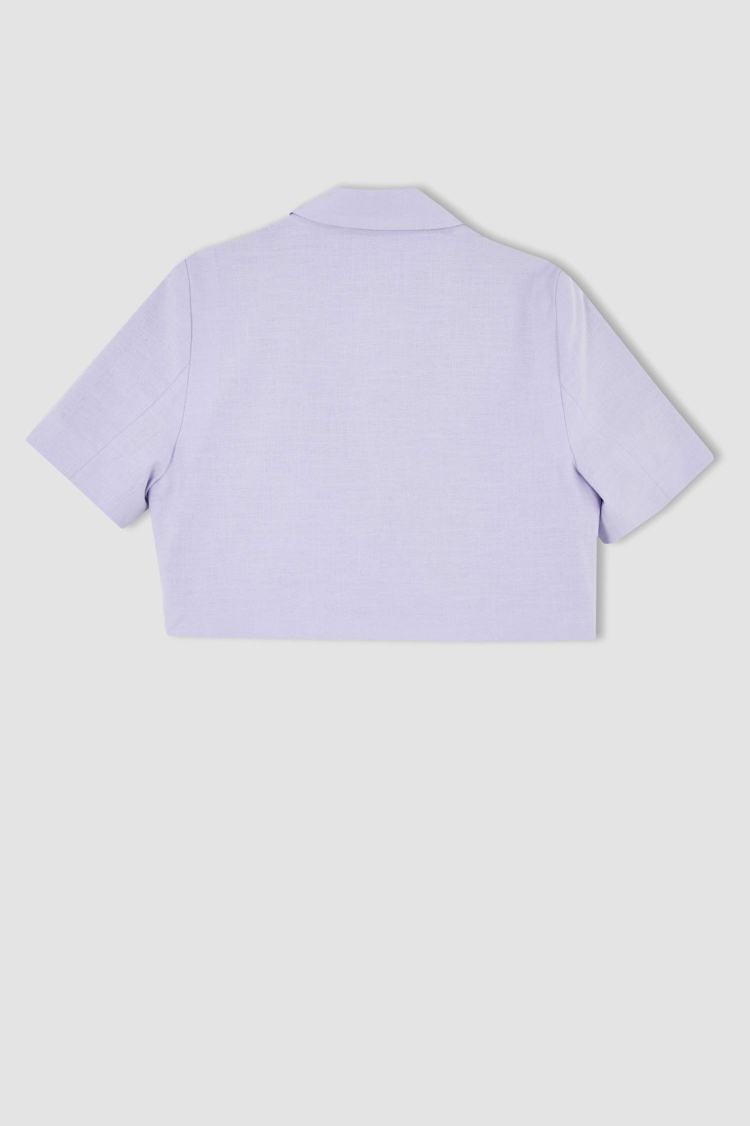 Crop Linen Blend Short Sleeve Blazer