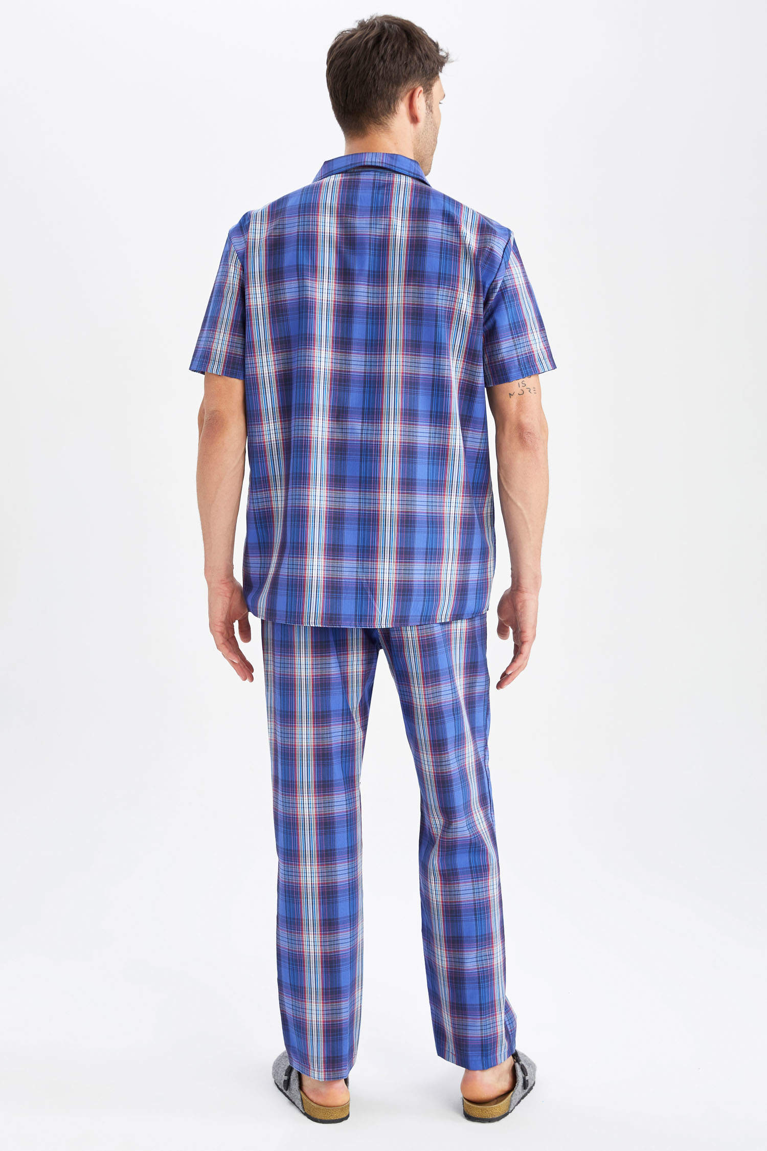 Defacto Regular Fit Ekose Desenli Pijama Takımı. 8