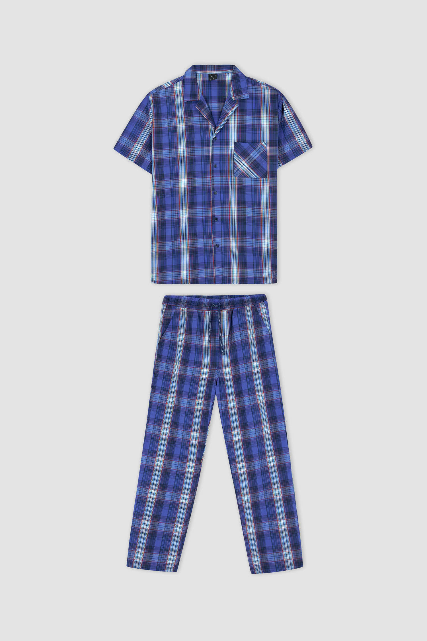 Defacto Regular Fit Ekose Desenli Pijama Takımı. 9