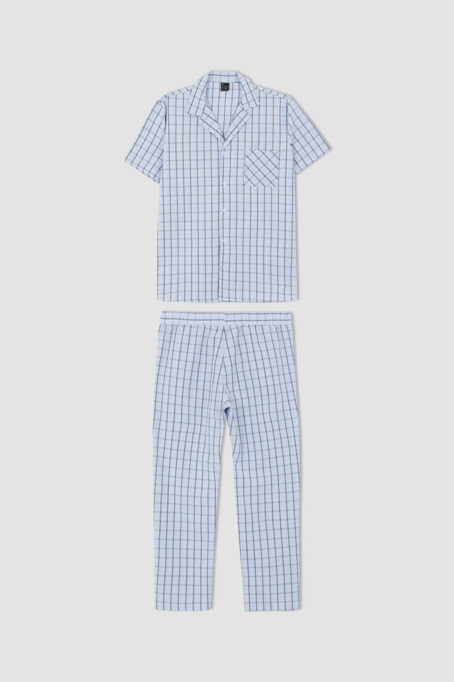Defacto Regular Fit Kısa Kollu Ekose Desenli Pijama Takımı. 7