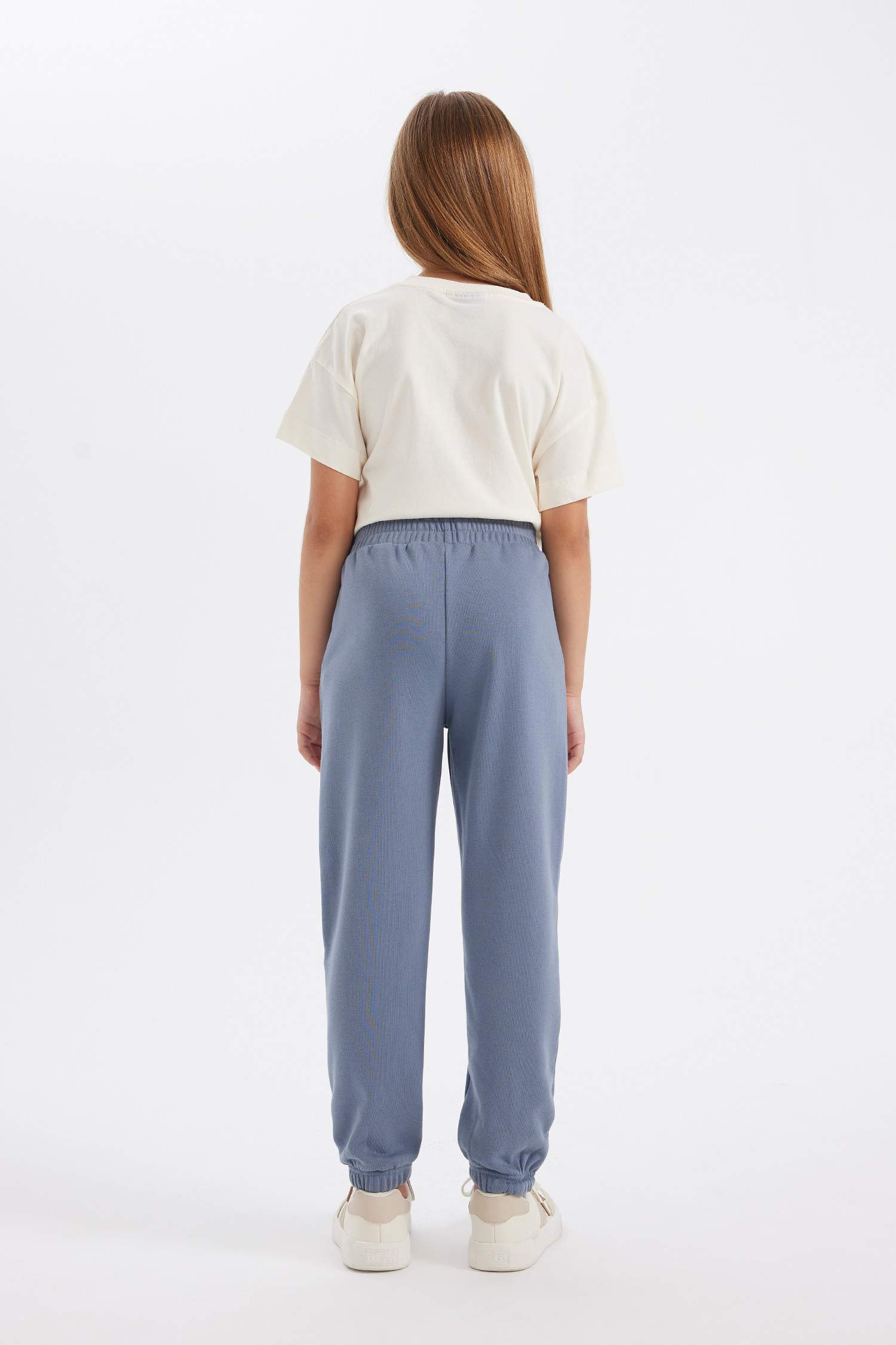 Kız Çocuk Gri Standart Fit Beli Paçası Lastikli Cepli Basic Düz Okul Jogger Eşofman Altı