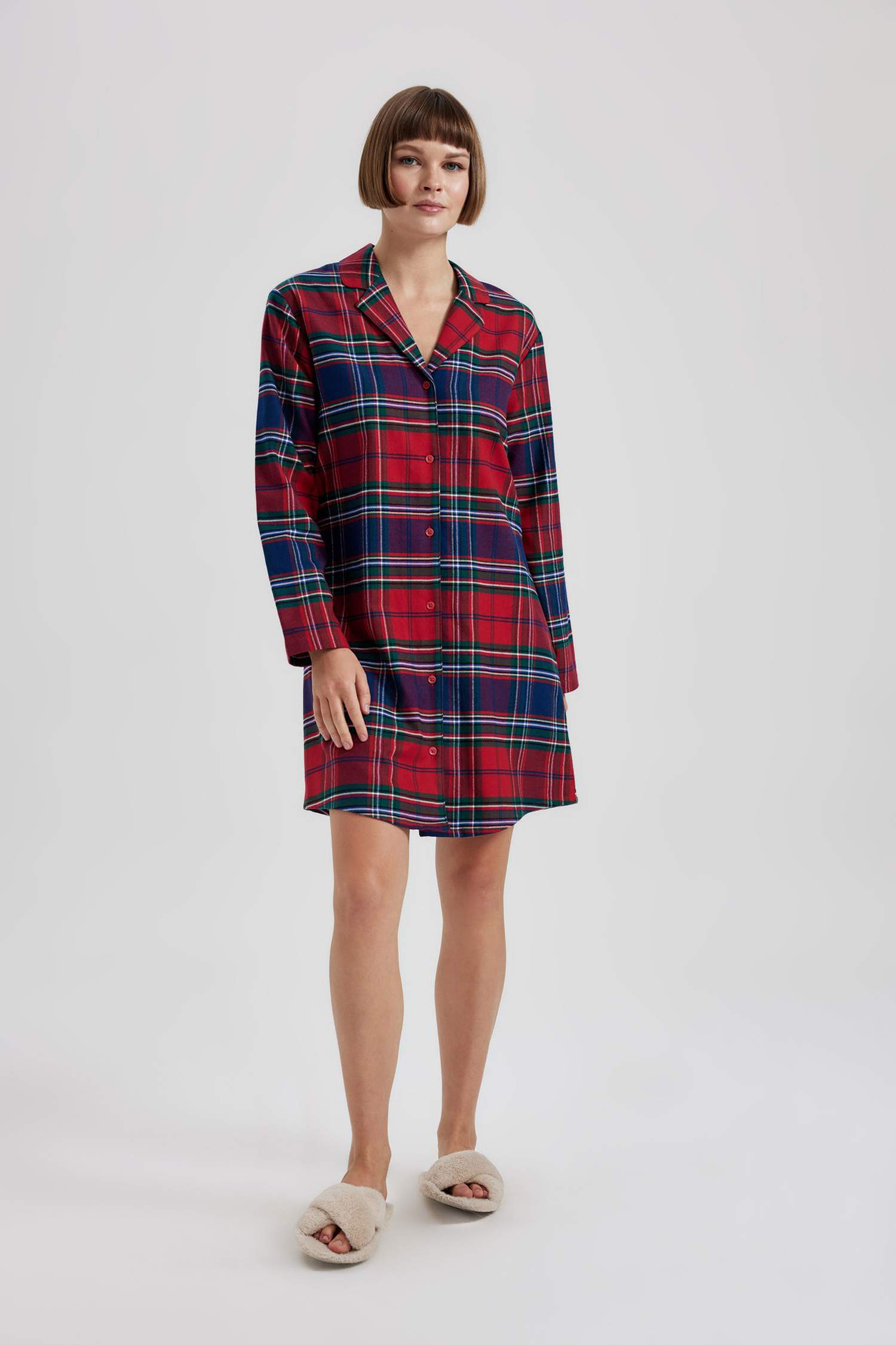 Robe Flanelle Carreaux Col De Chemise