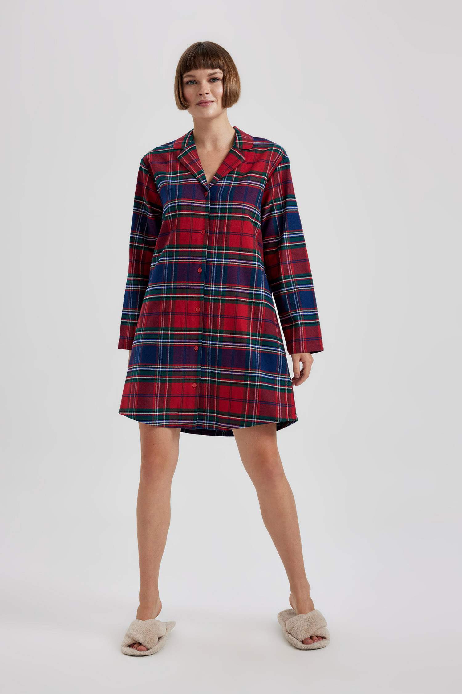 Robe Flanelle Carreaux Col De Chemise