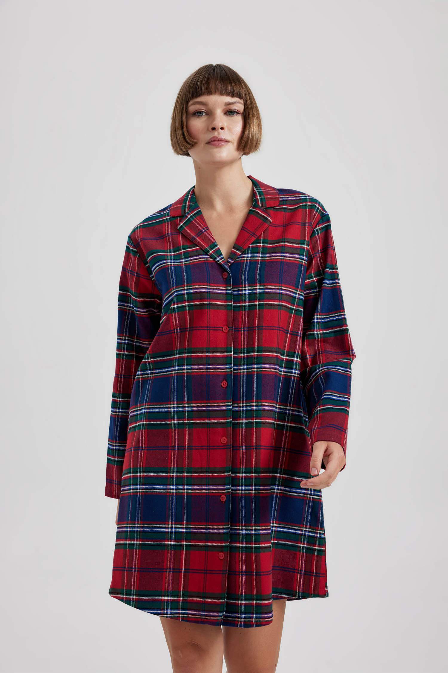 Robe Flanelle Carreaux Col De Chemise