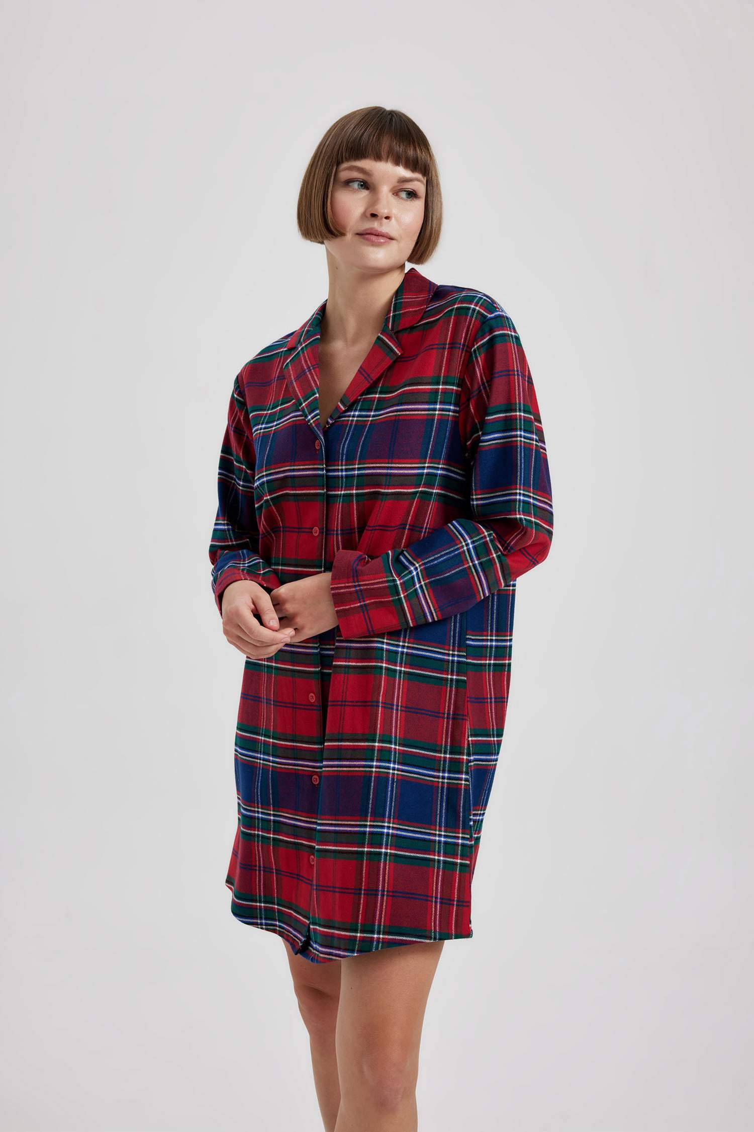 Robe Flanelle Carreaux Col De Chemise