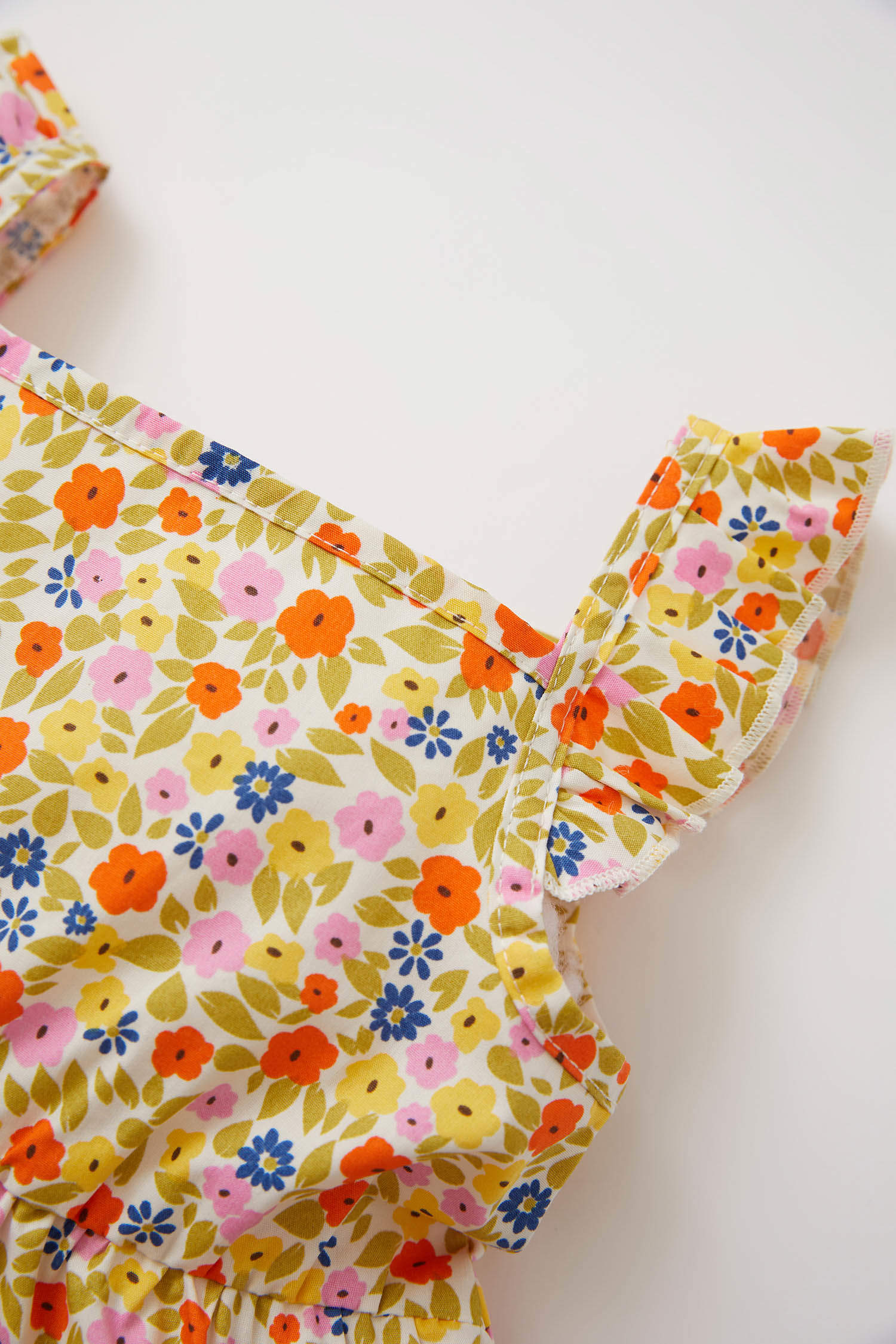 Defacto Kız Bebek Çiçekli Askılı Poplin Elbise. 2