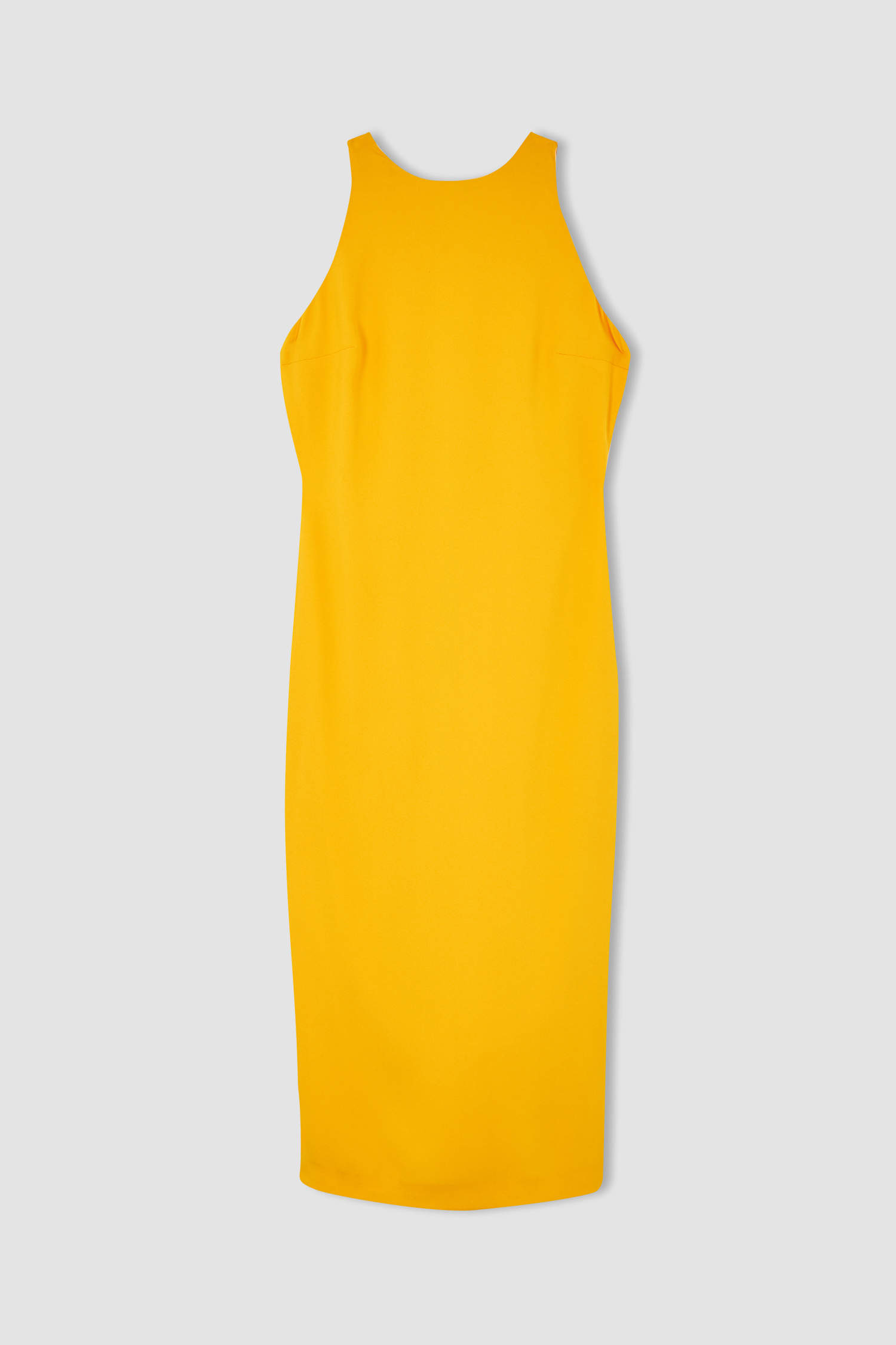 Defacto Nihan Peker Tasarım A Kesim Halter Yaka Beli Fiyonk Detaylı Midi Elbise. 8