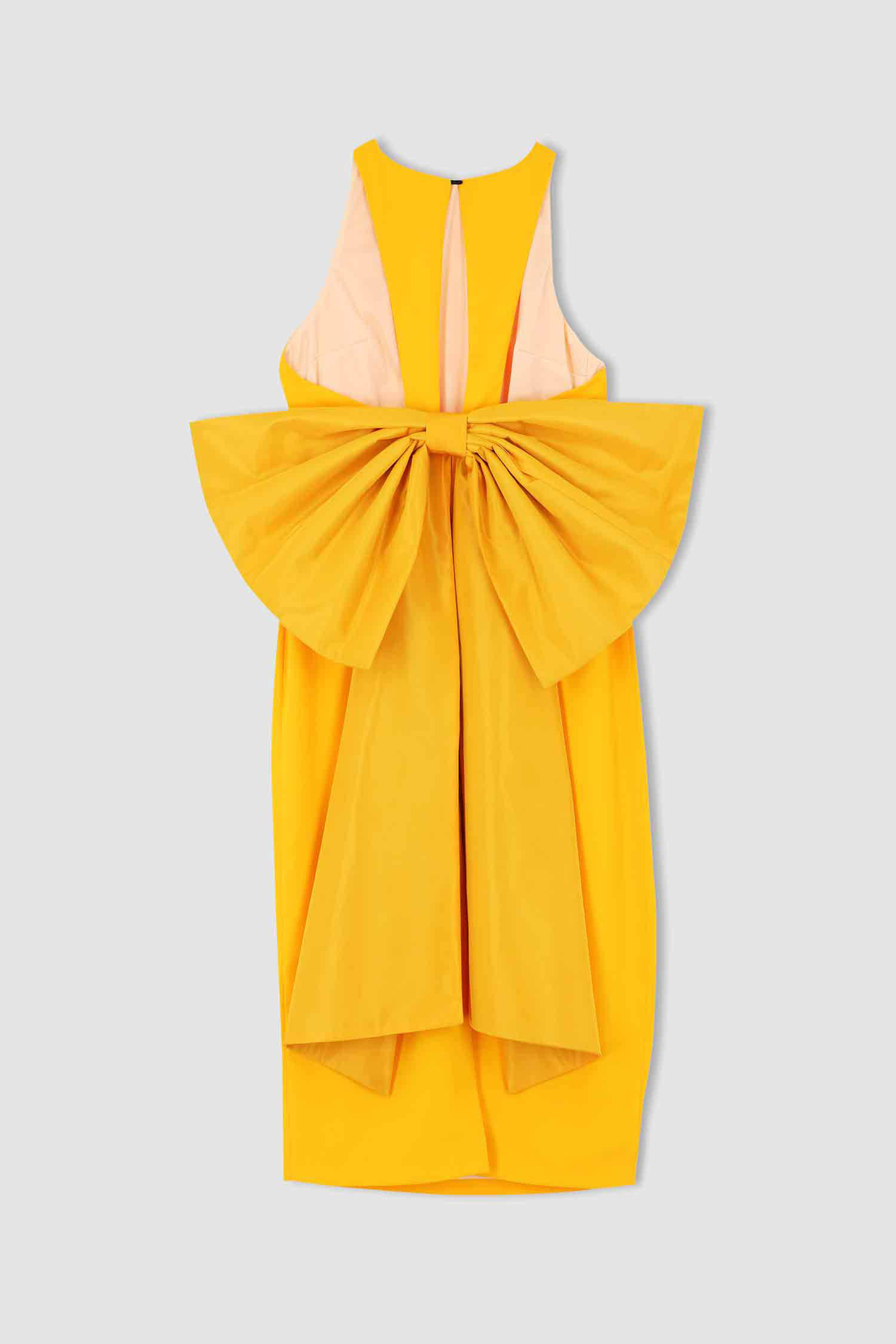 Defacto Nihan Peker Tasarım A Kesim Halter Yaka Beli Fiyonk Detaylı Midi Elbise. 10