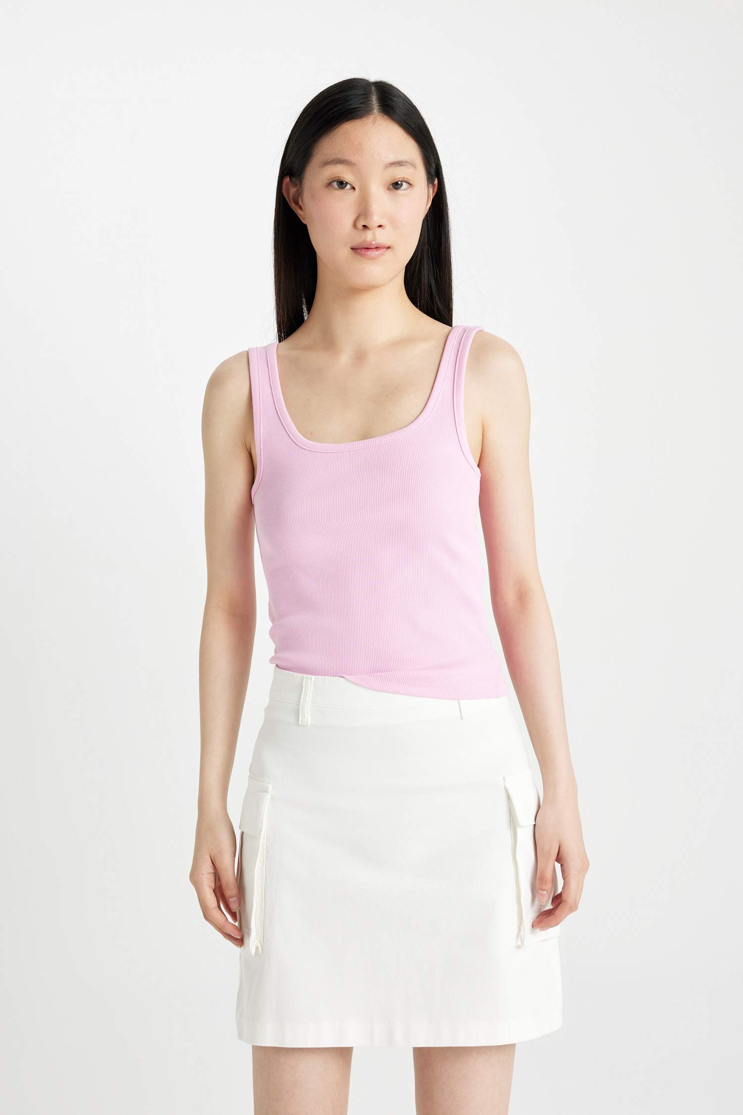 Slim Fit Square Neck Ribbed Camisole Tank Top