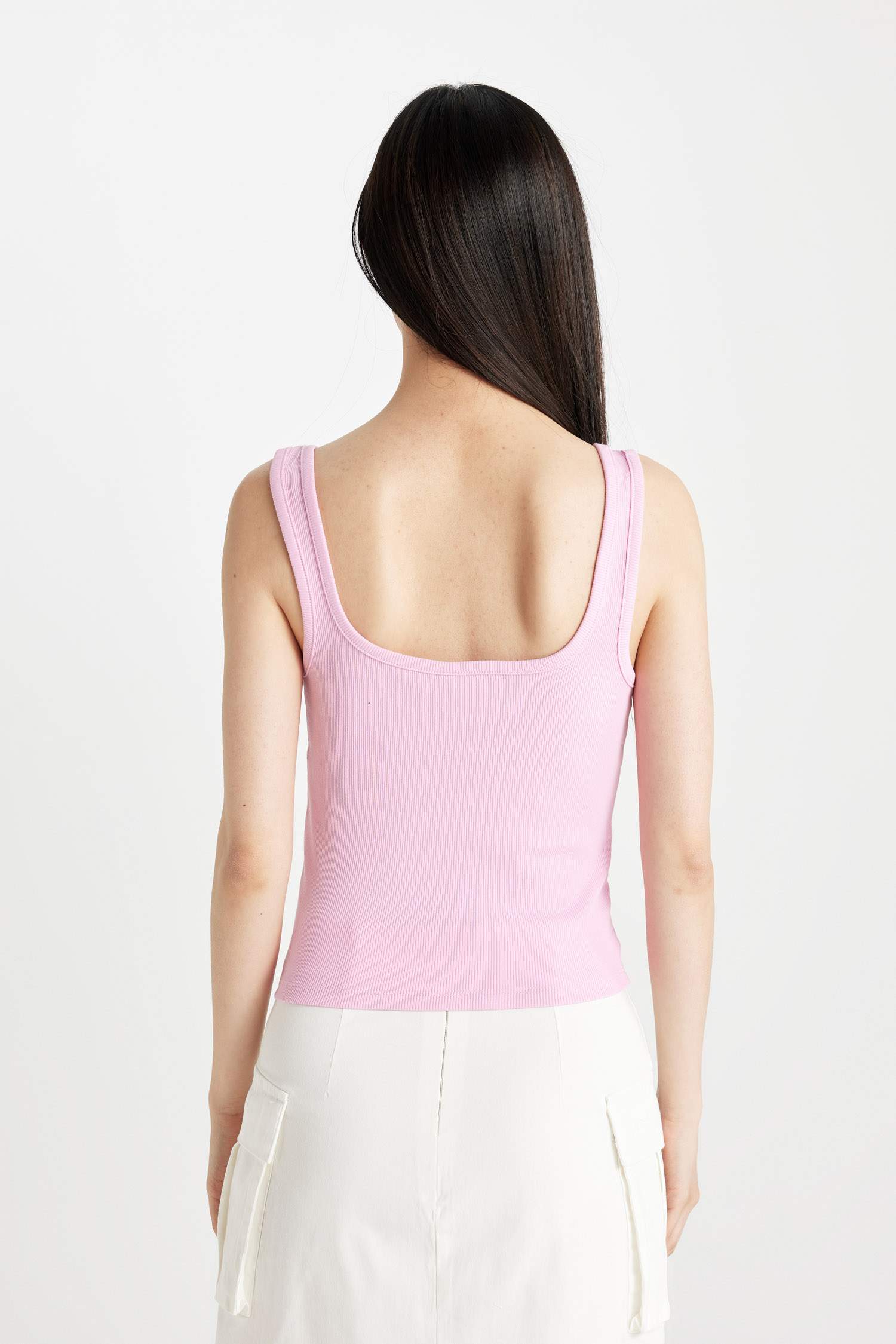 Slim Fit Square Neck Ribbed Camisole Tank Top