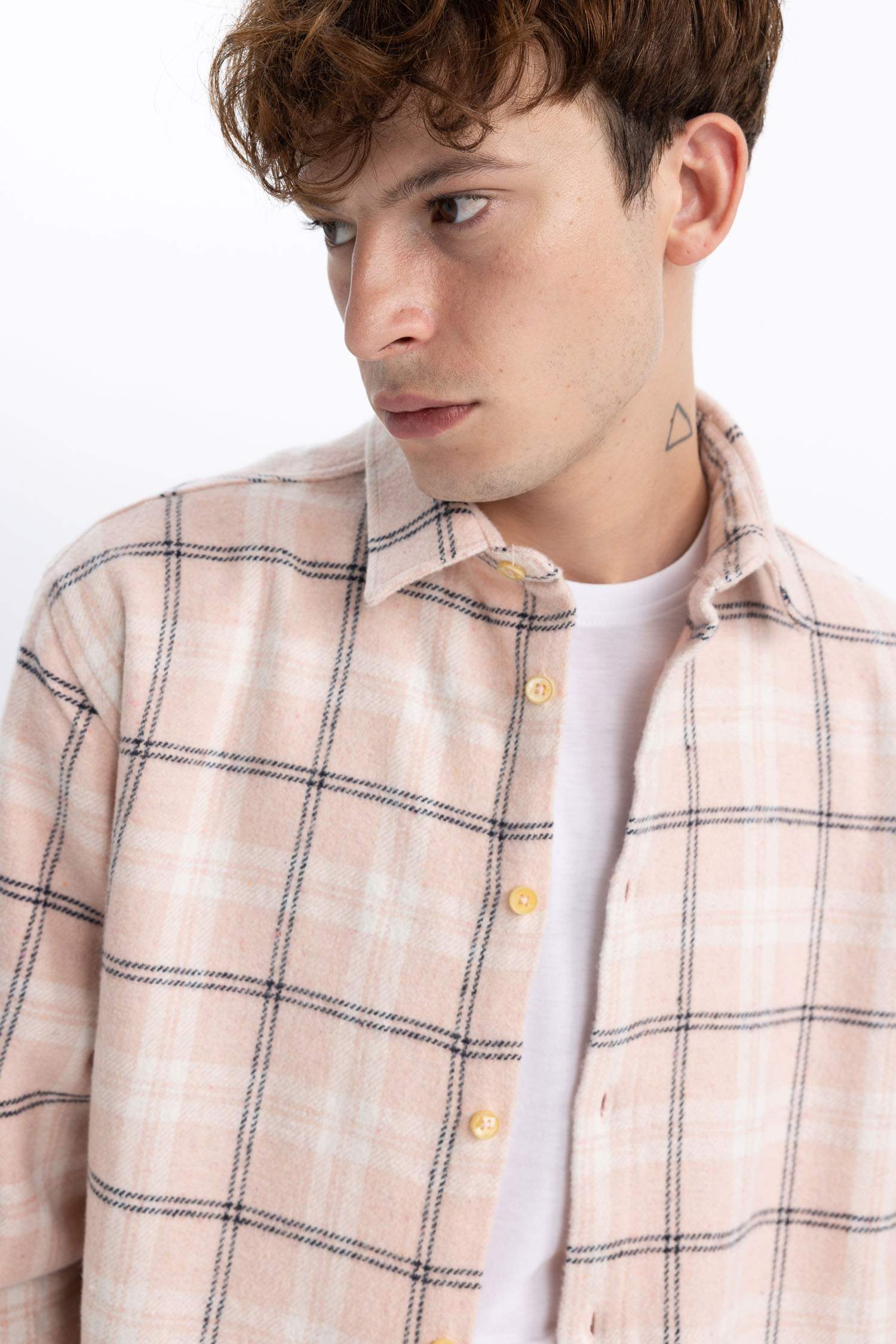 Рубашка свободного кроя в клетку с длинным рукавом