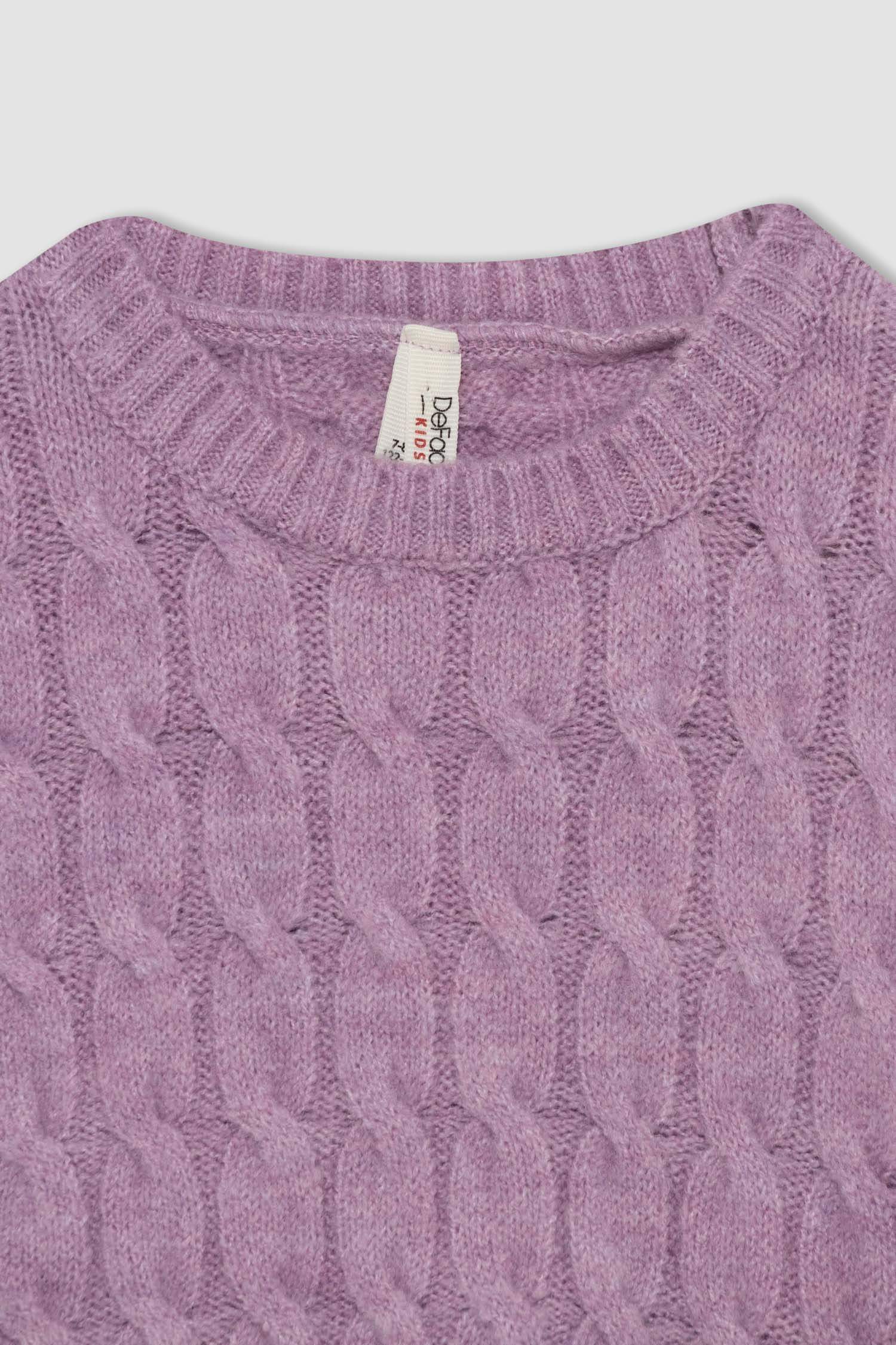 Світер стандартного крою з круглим вирізом трикотажний для дівчаток