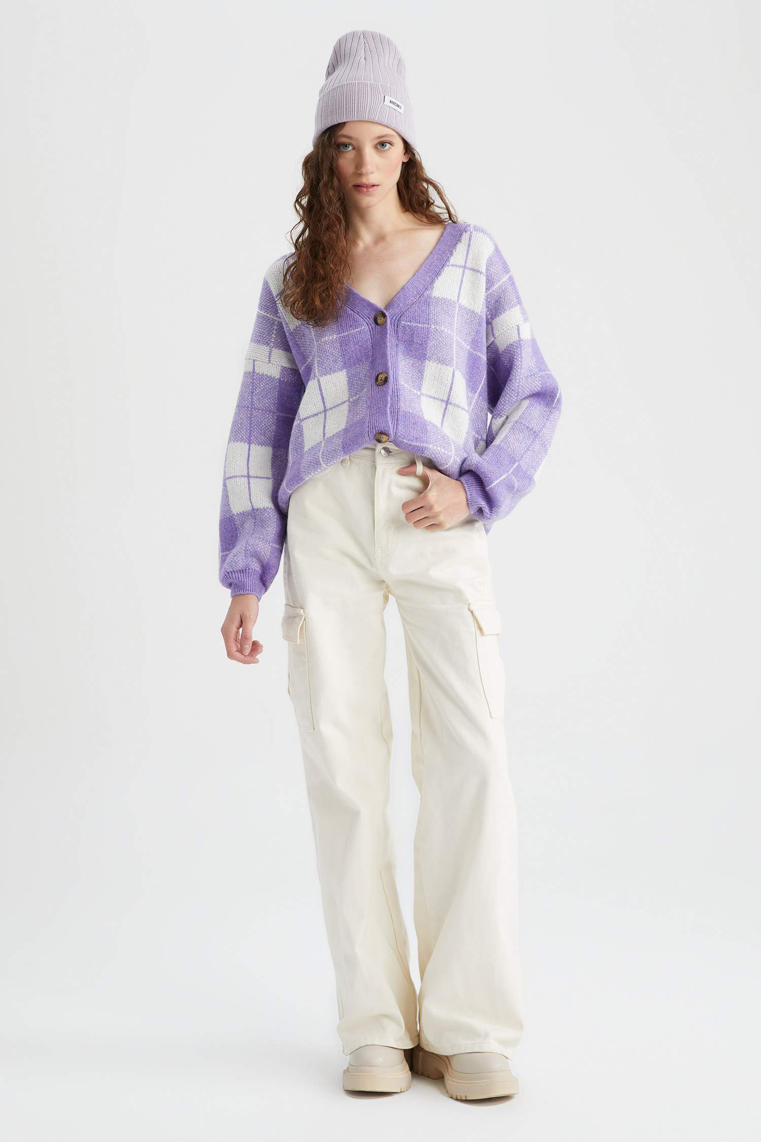 Кардиган оверсайз с V-образным вырезом