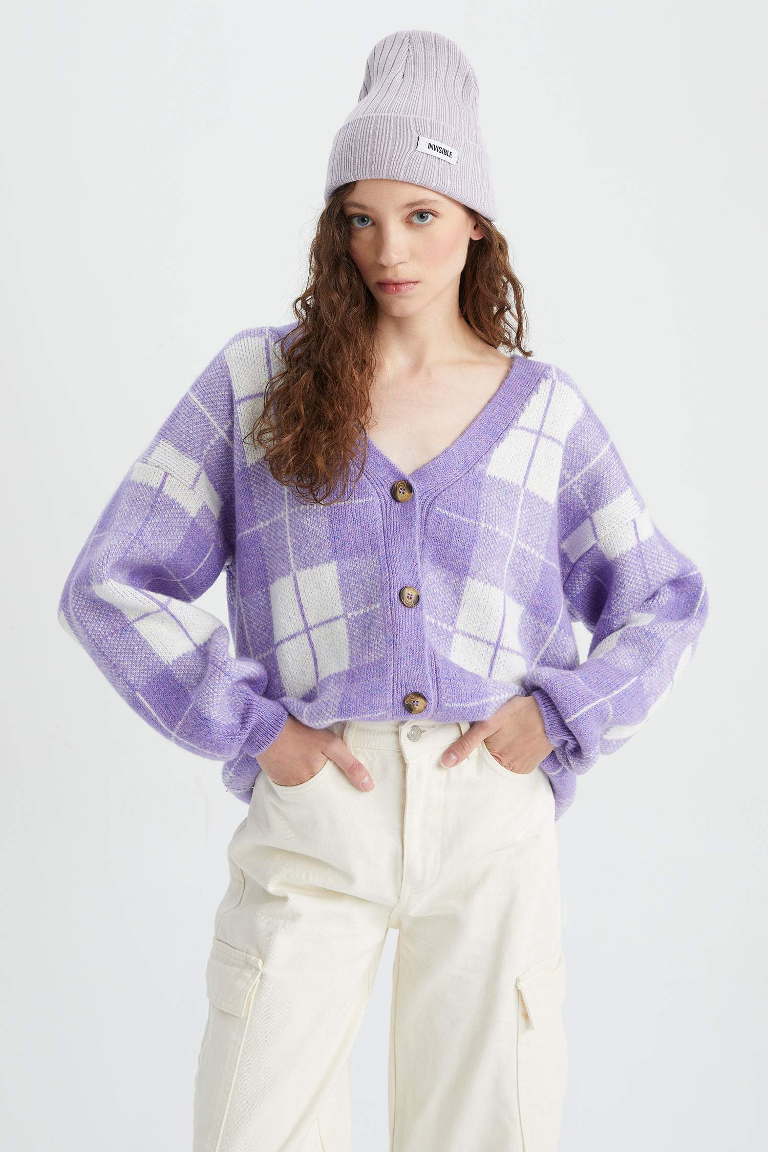 Кардиган оверсайз с V-образным вырезом