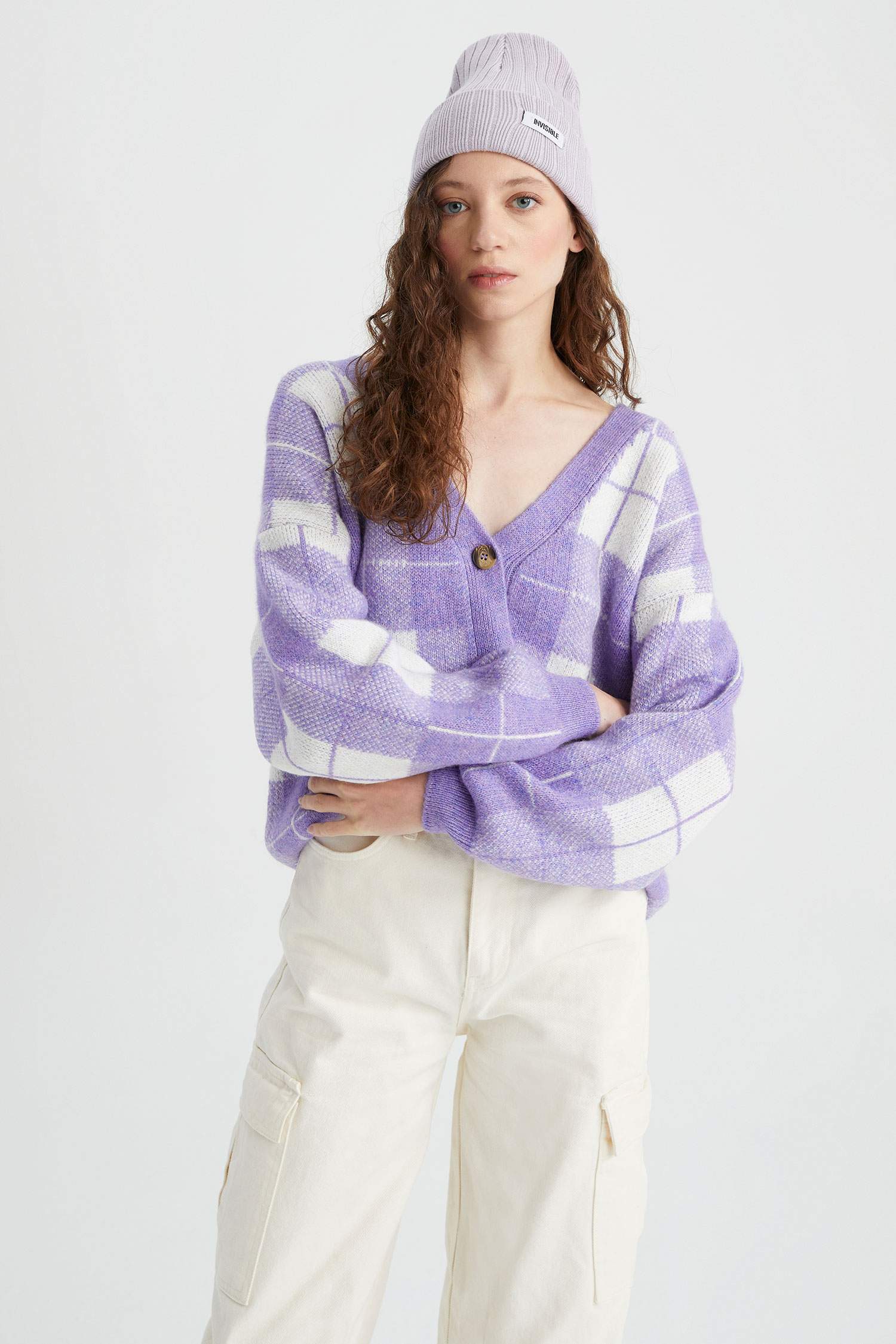 Кардиган оверсайз с V-образным вырезом