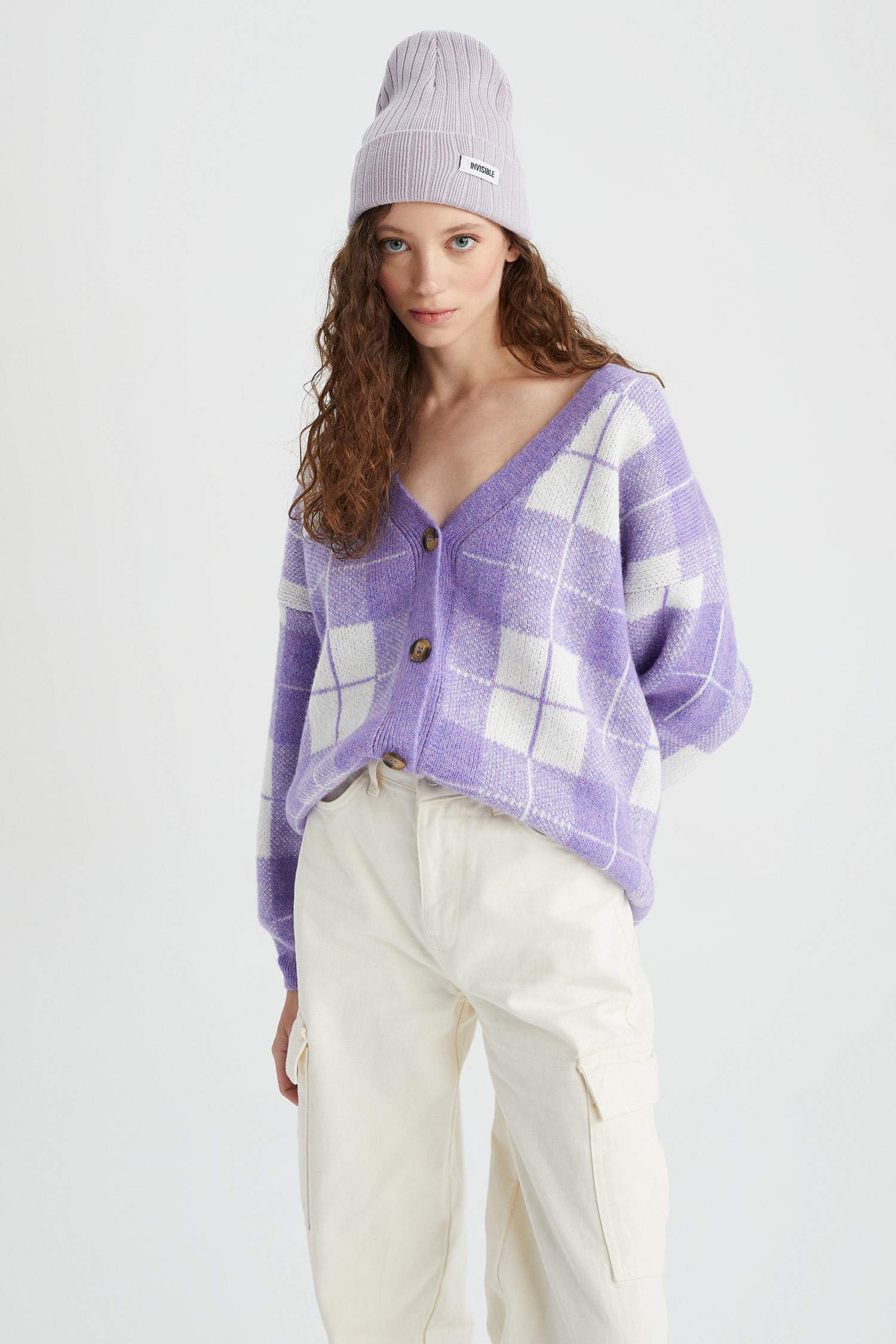 Кардиган оверсайз с V-образным вырезом