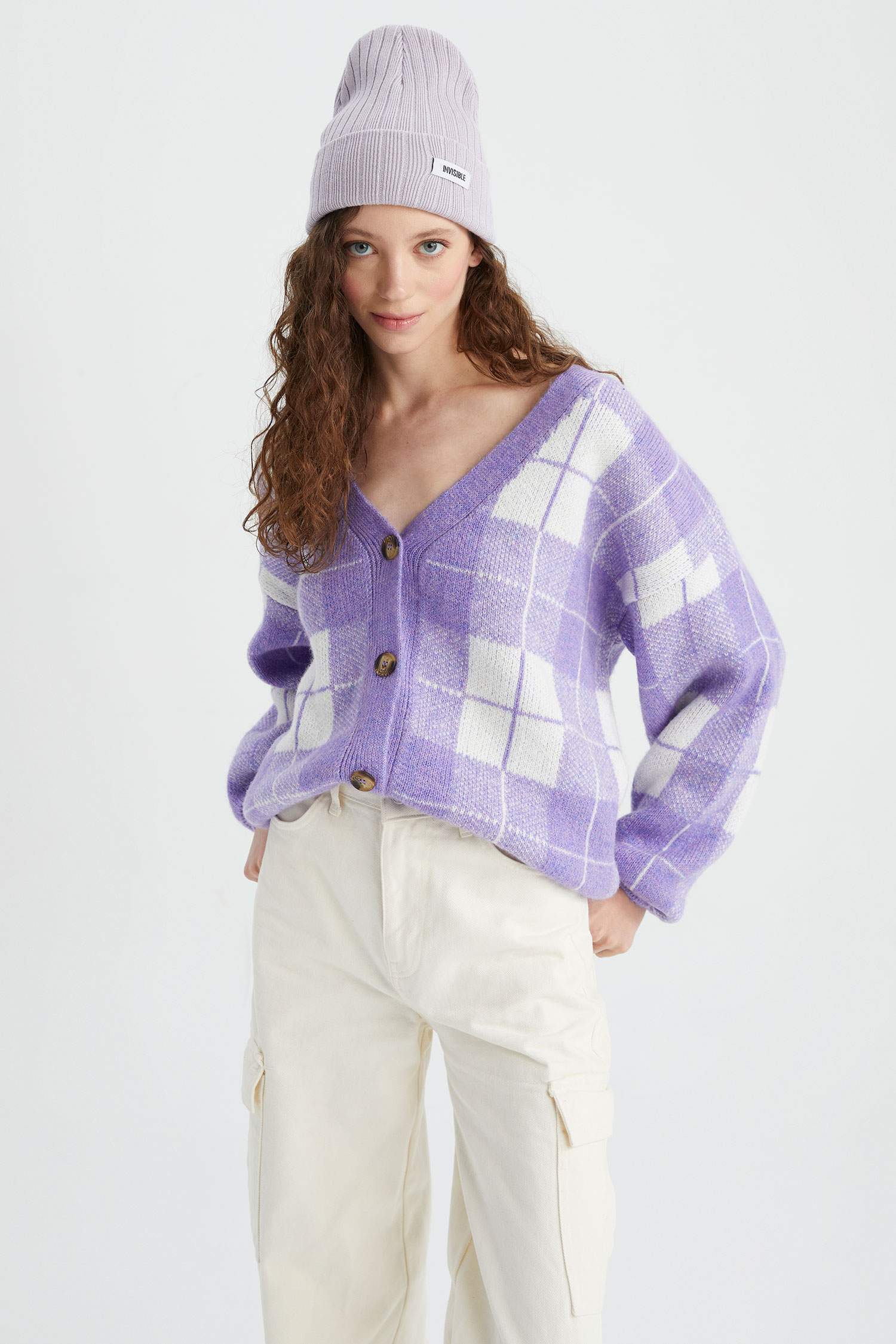 Кардиган оверсайз с V-образным вырезом