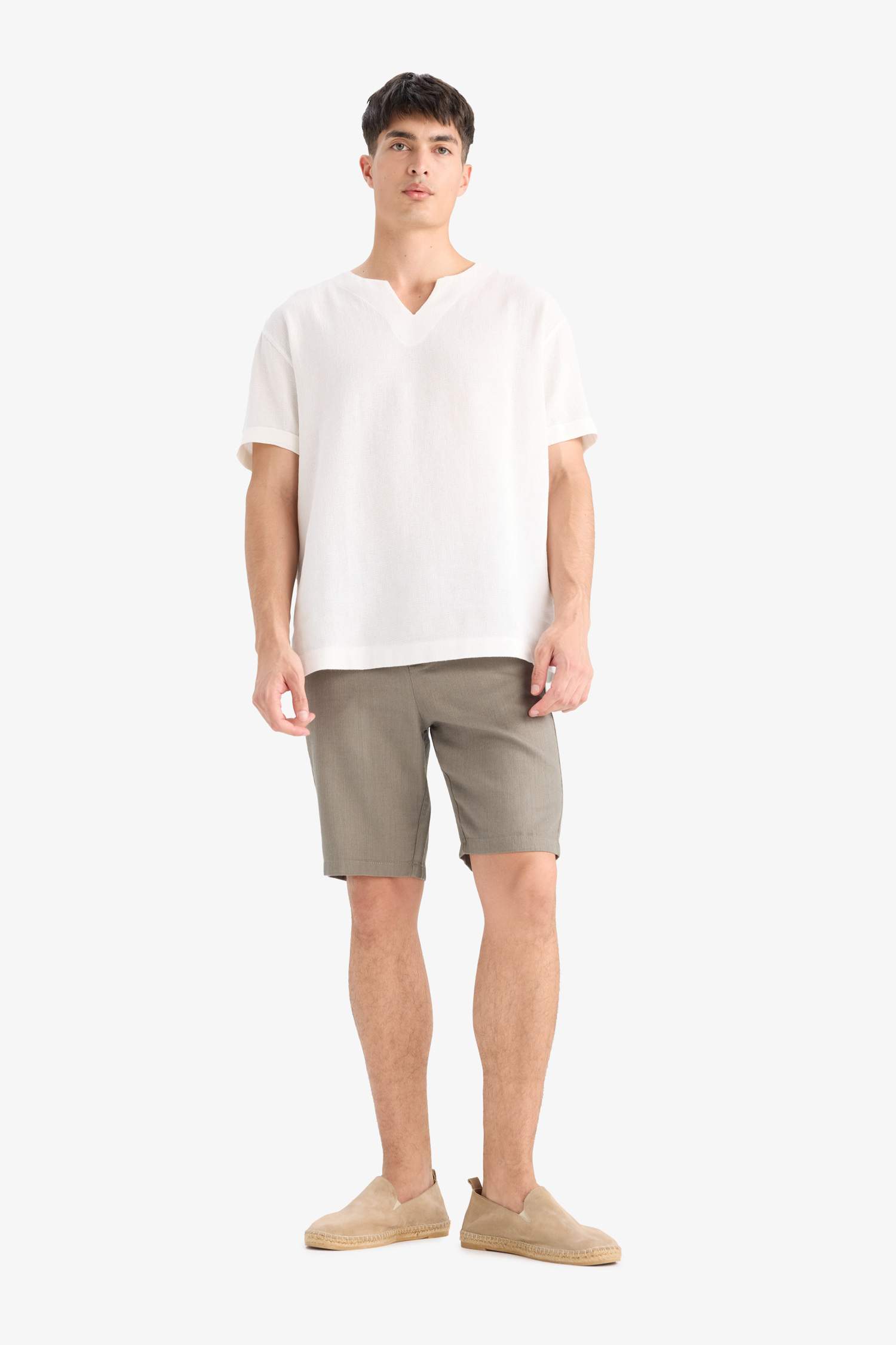 قميص قطن صيفي قصة عادية بياخة V