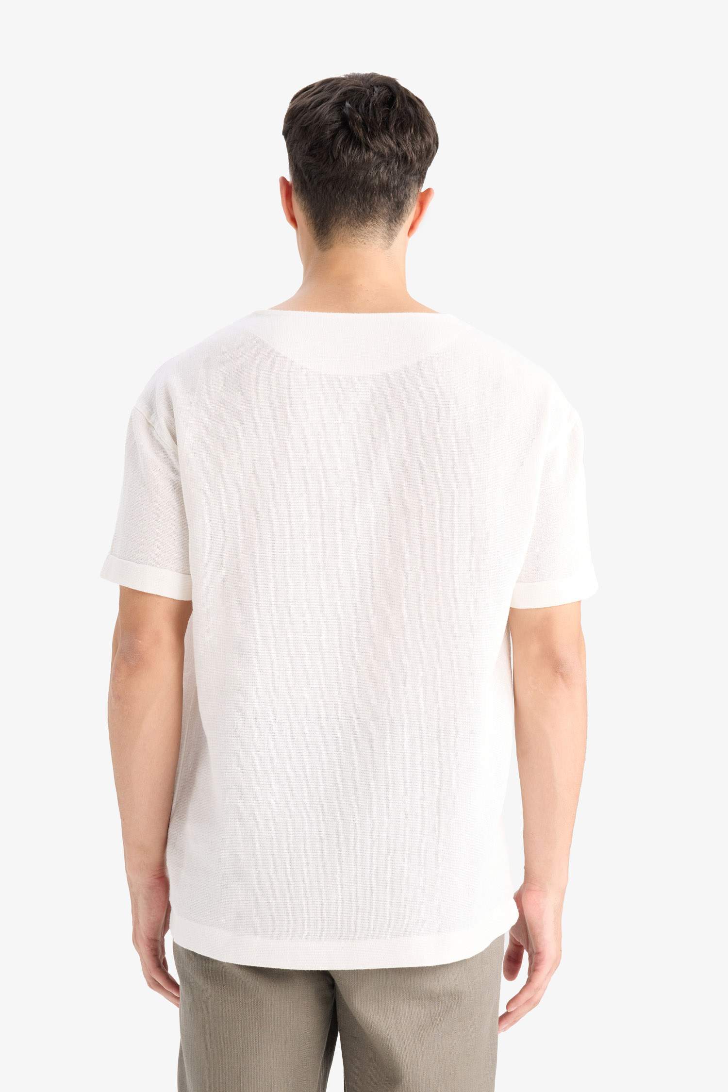 قميص قطن صيفي قصة عادية بياخة V