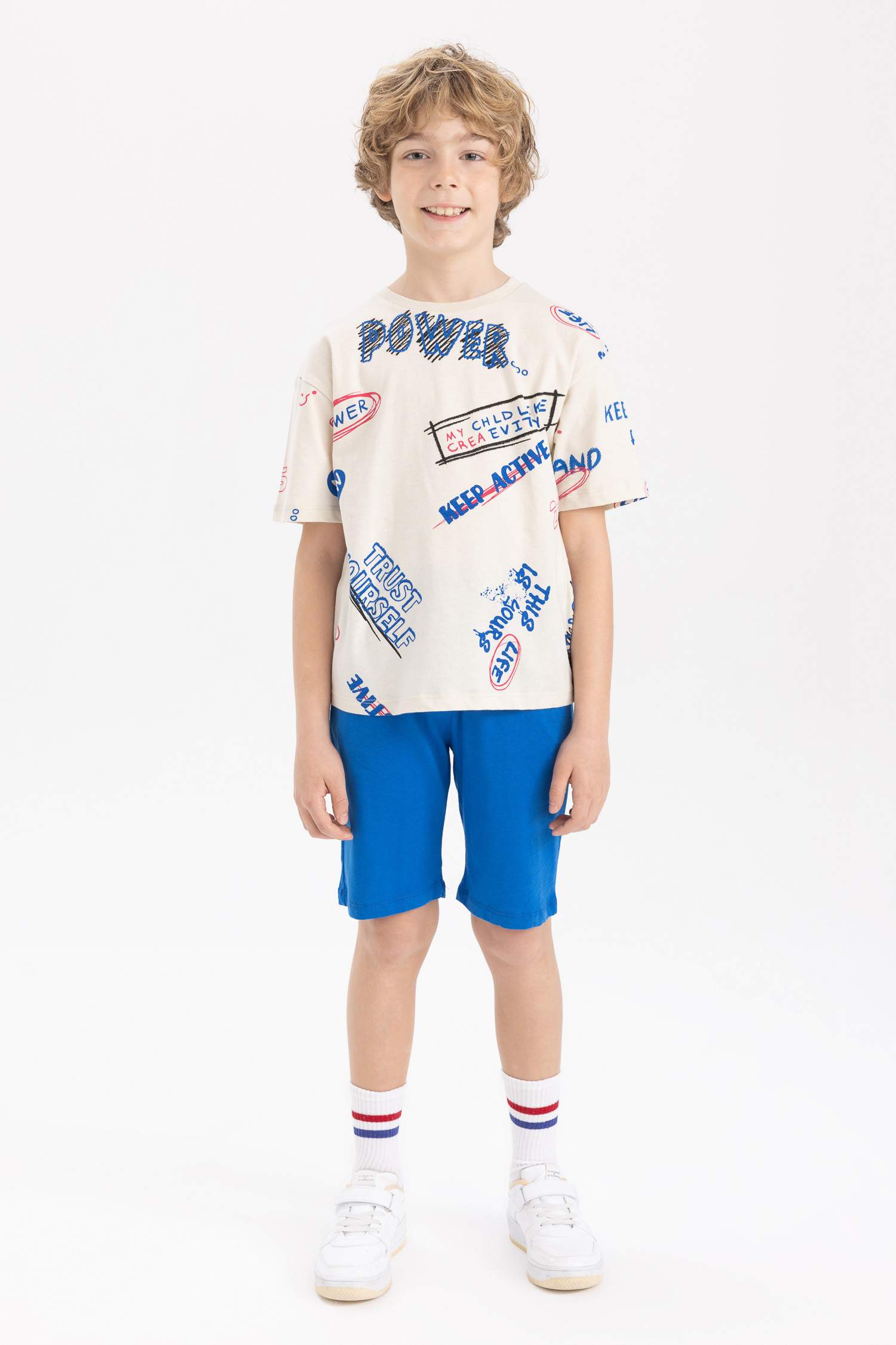 Garçon Slogan Manche Courte 2S Ensemble