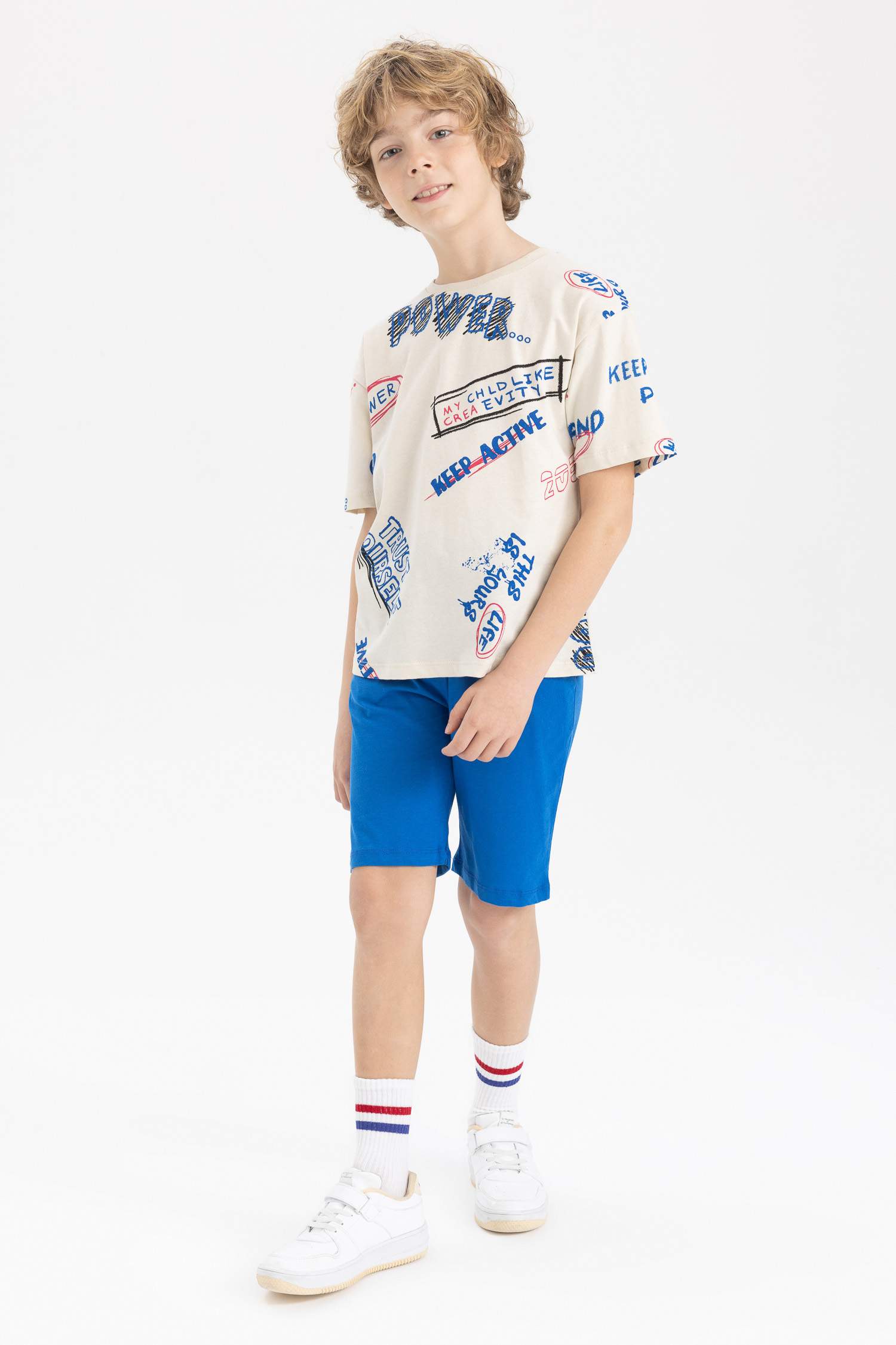Garçon Slogan Manche Courte 2S Ensemble
