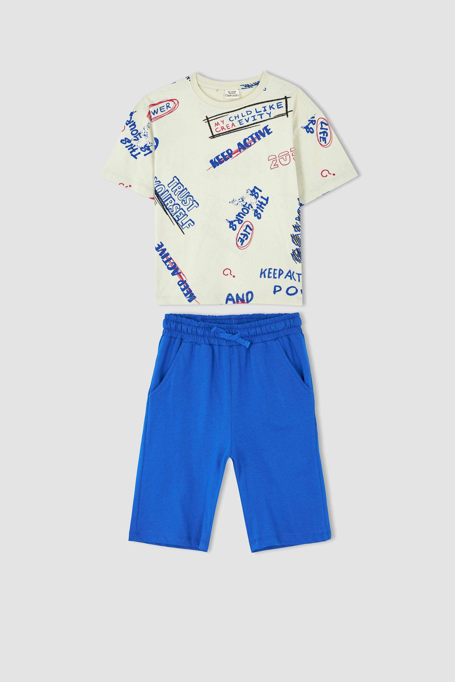Garçon Slogan Manche Courte 2S Ensemble