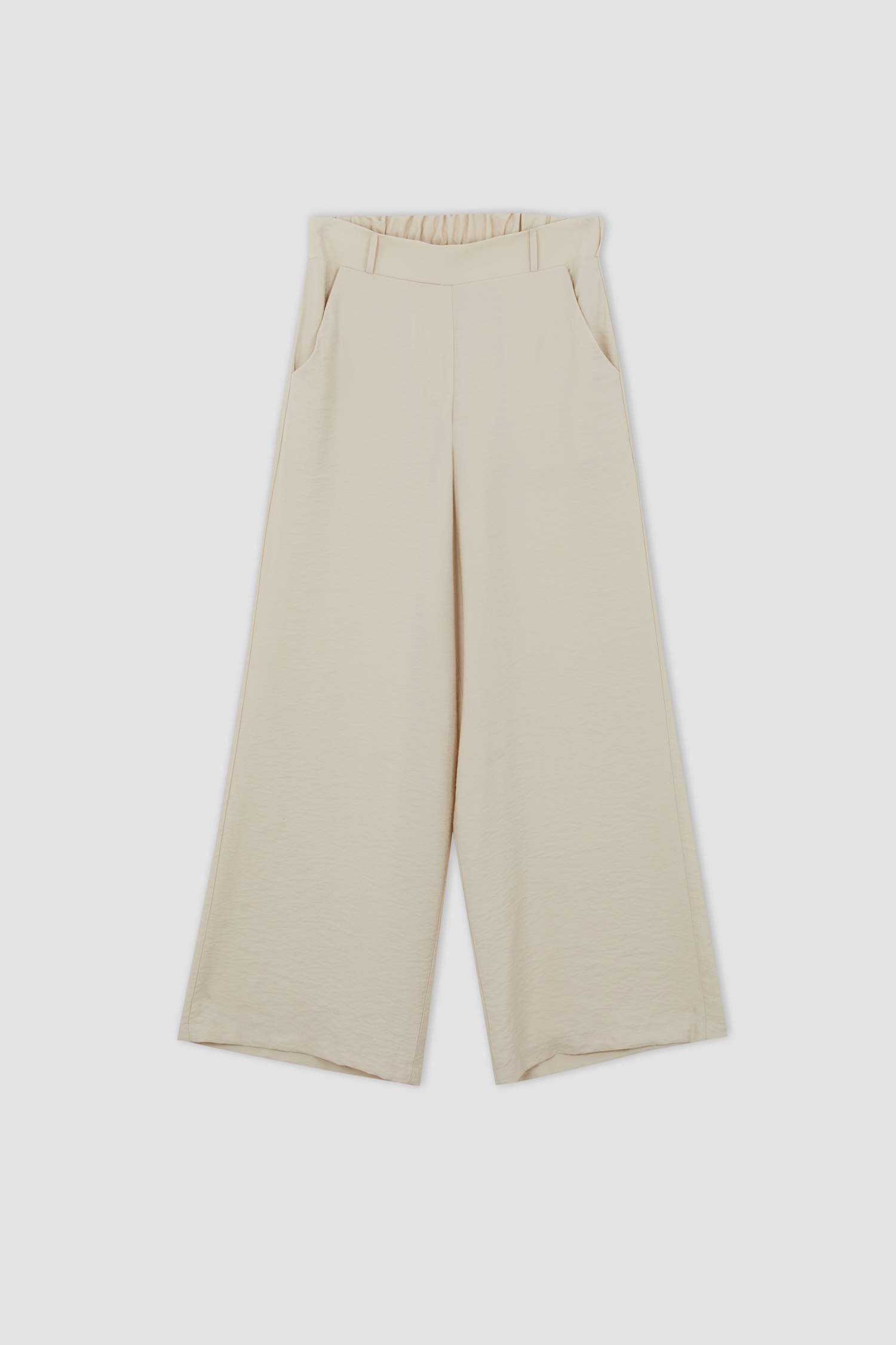 Beige WOMEN Wide Leg Viscose Trousers 2641159 DeFacto
