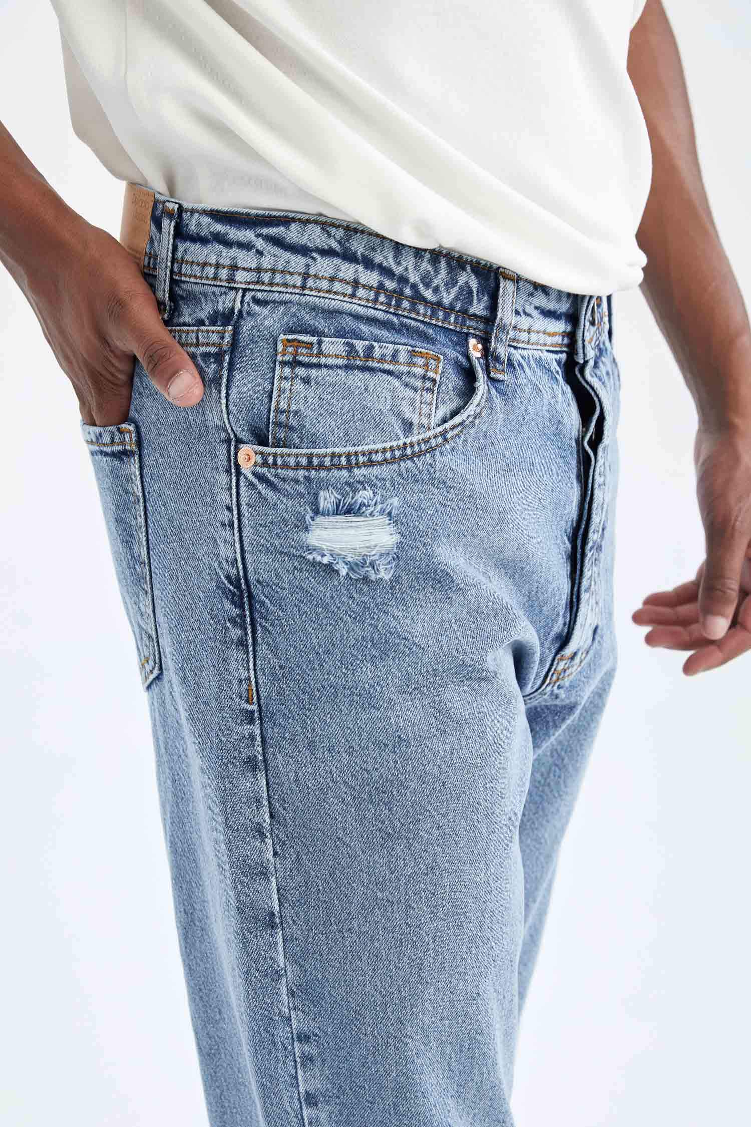 Defacto 90's Slim Fit Normal Bel Jean Pantolon. 4