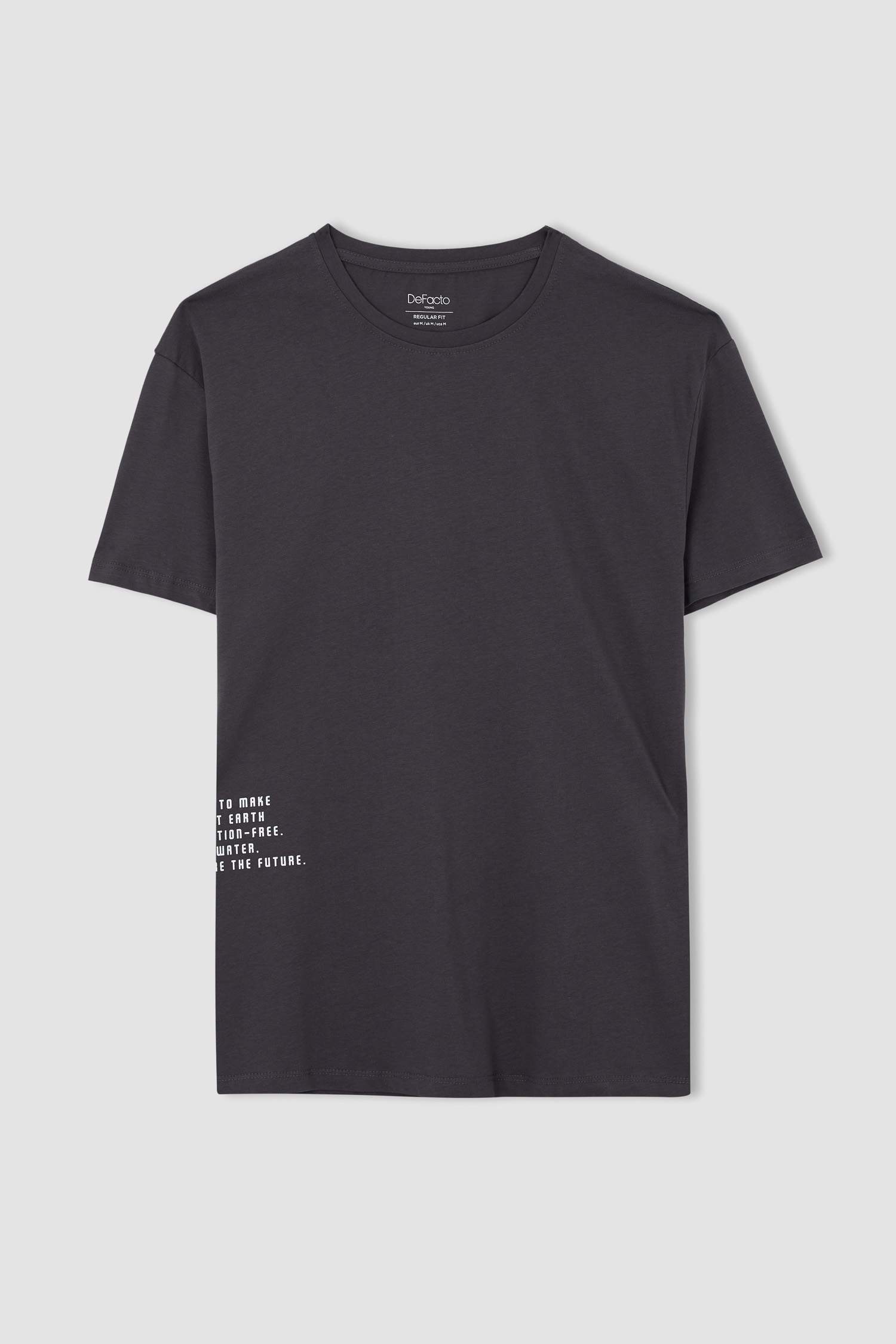 Regular Fit Bisiklet Yaka Sırt Baskılı Kısa Kollu Tişört