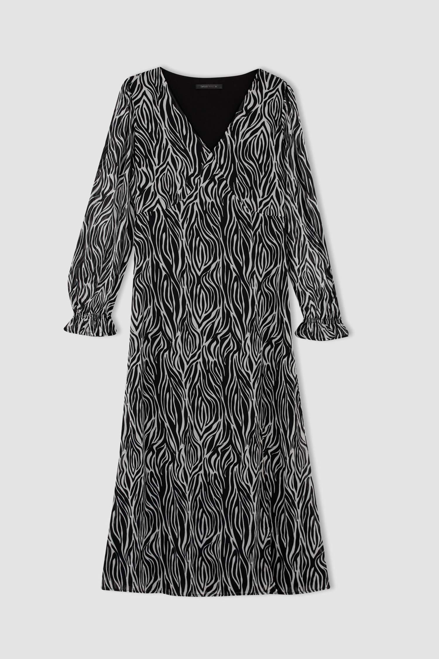 a сызығы жануар v жаға ұзын жеңді Ұзын жеңді тоқылған көйлек