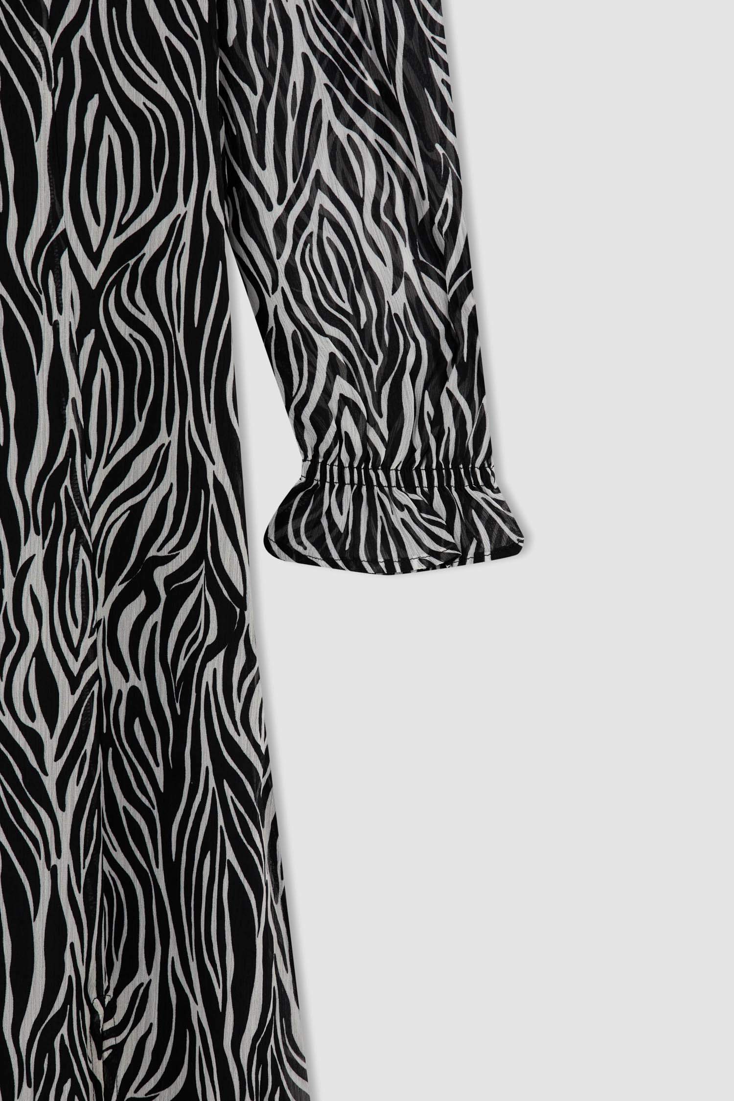 a сызығы жануар v жаға ұзын жеңді Ұзын жеңді тоқылған көйлек