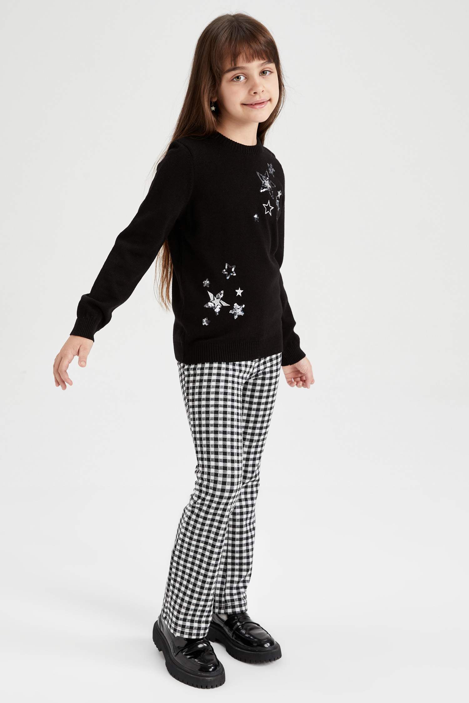 Kız Çocuk Regular Fit Bisiklet Yaka Kazak