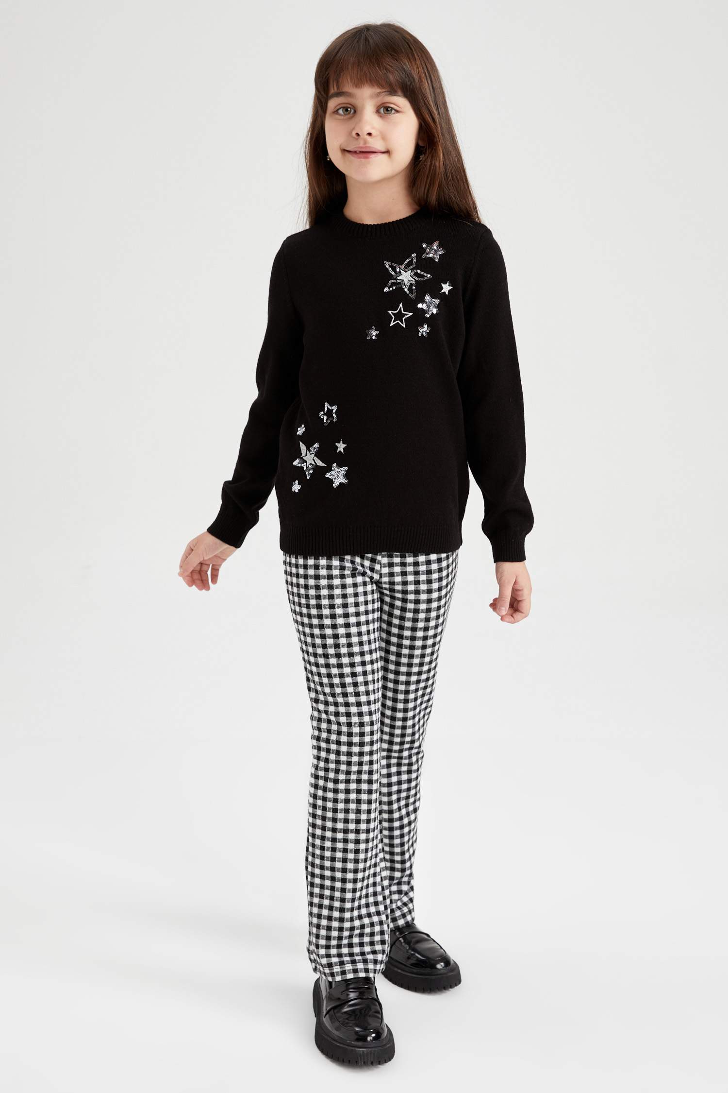 Kız Çocuk Regular Fit Bisiklet Yaka Kazak