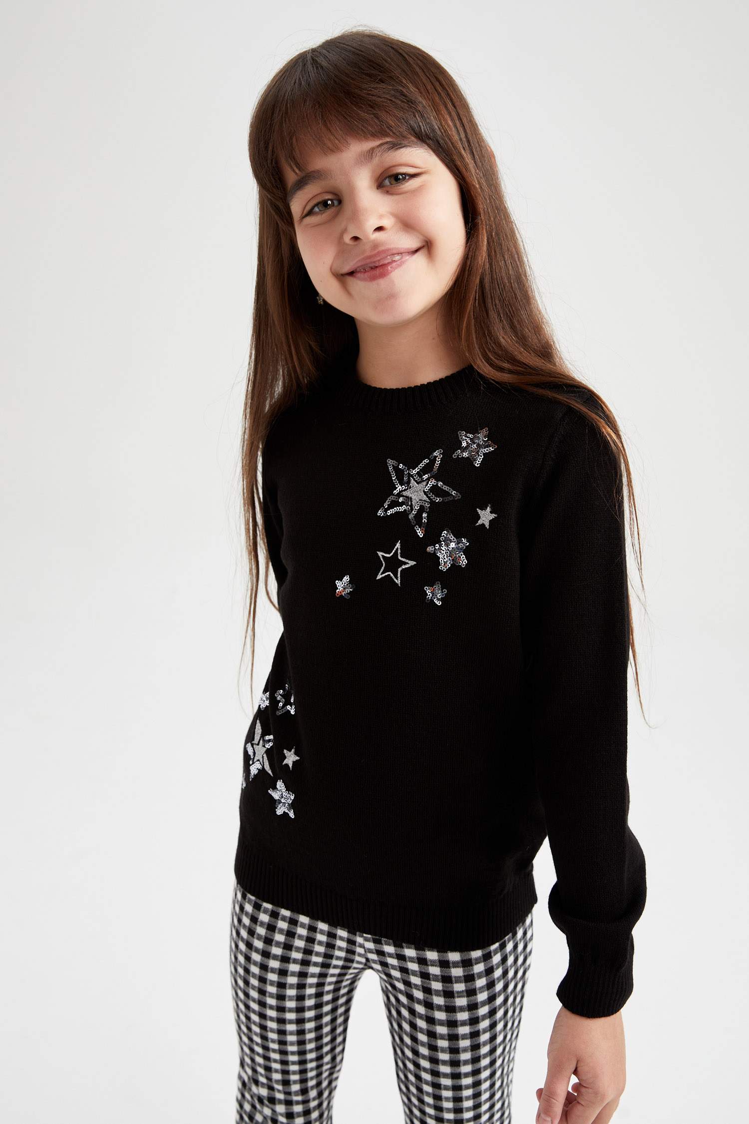 Kız Çocuk Regular Fit Bisiklet Yaka Kazak