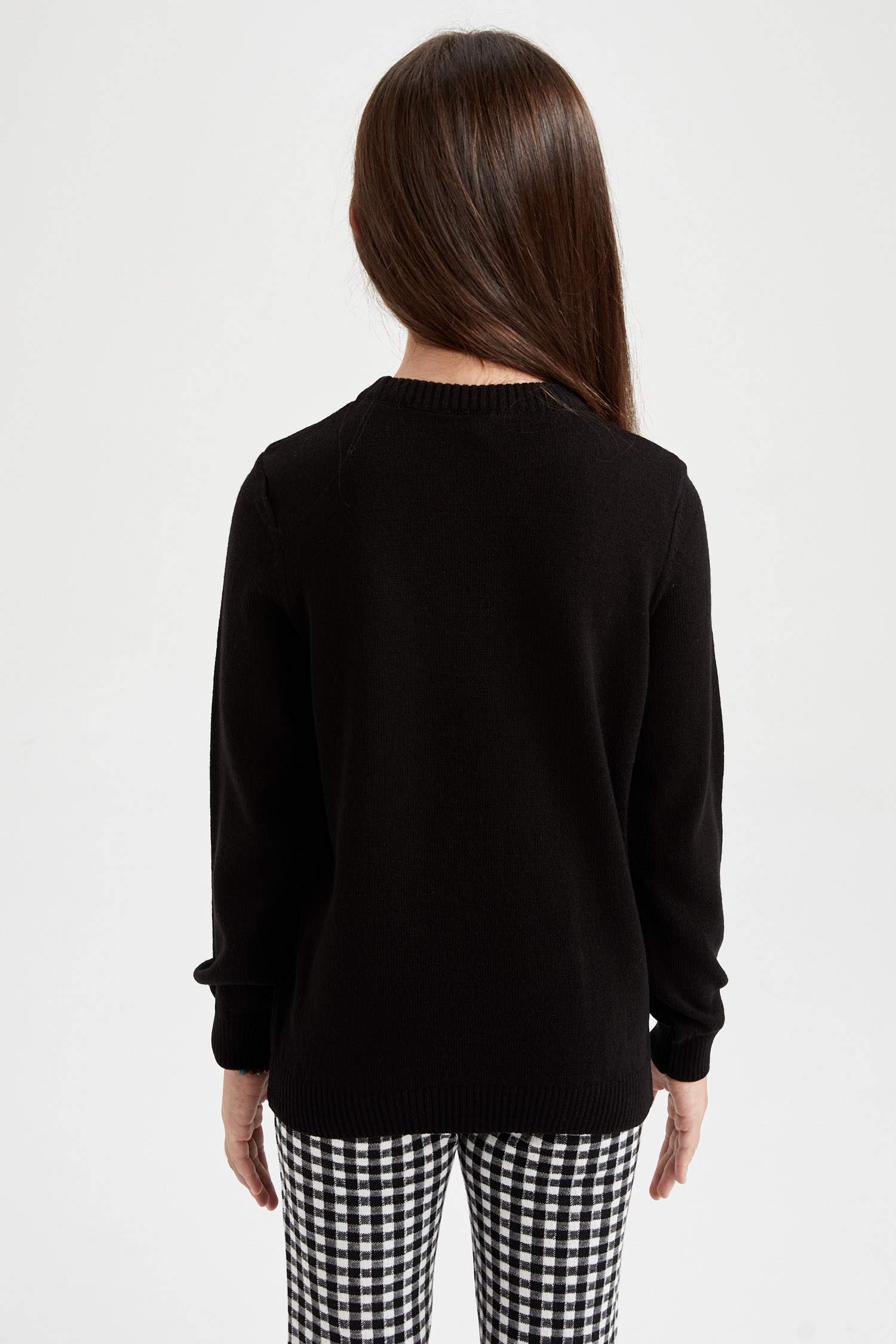 Kız Çocuk Regular Fit Bisiklet Yaka Kazak