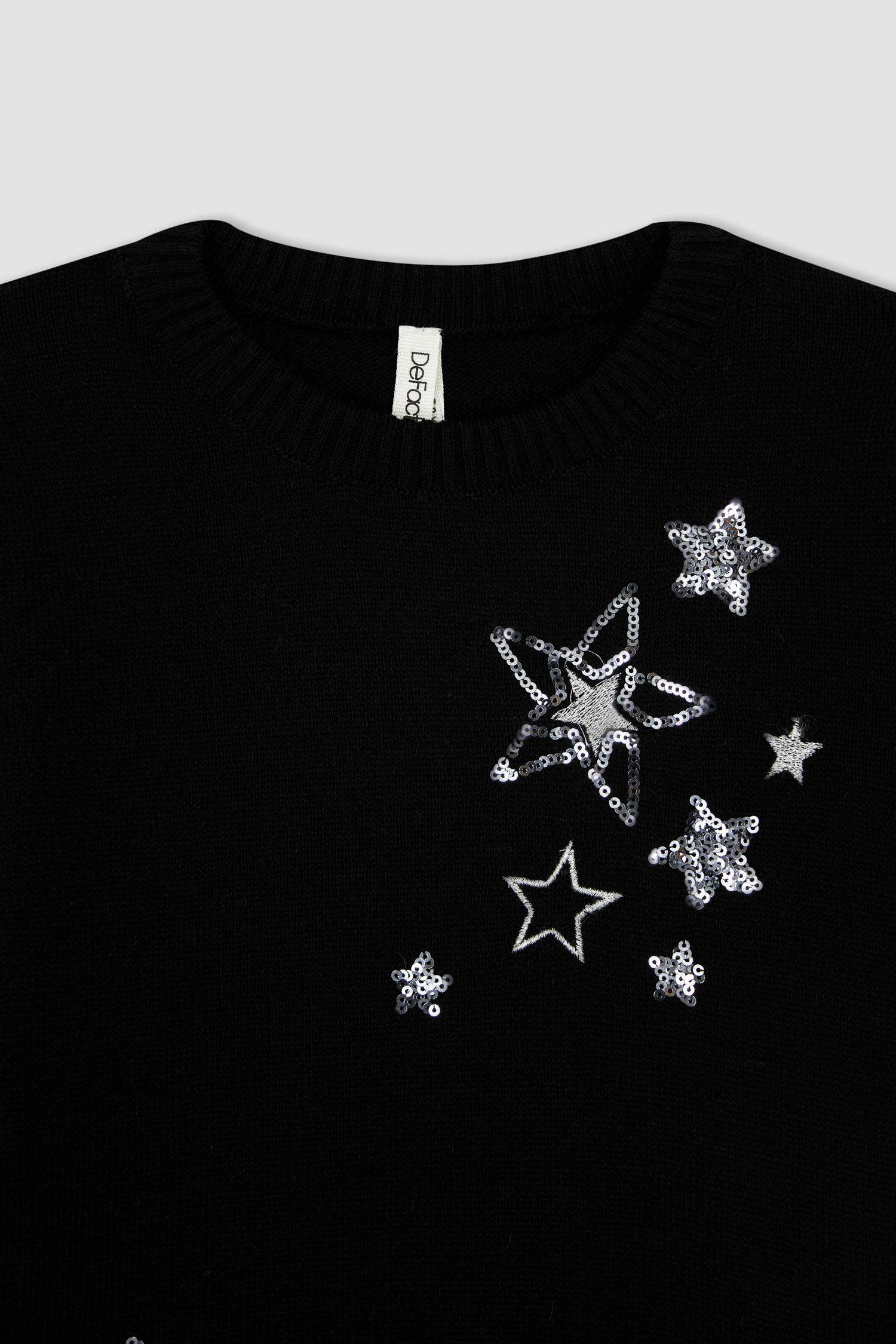 Kız Çocuk Regular Fit Bisiklet Yaka Kazak