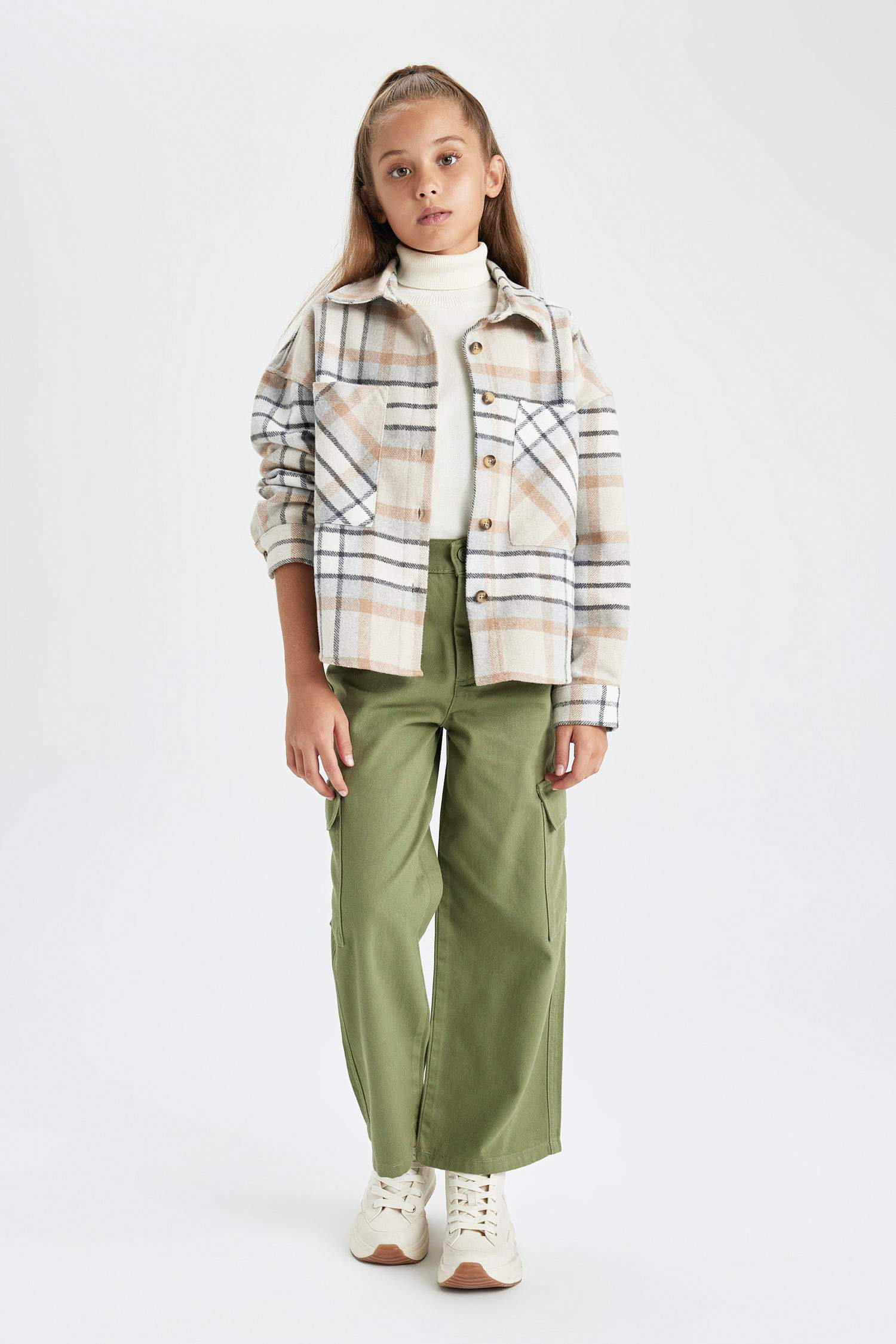 Girl Wide Leg Cargo Wide Leg Cotton Trousers