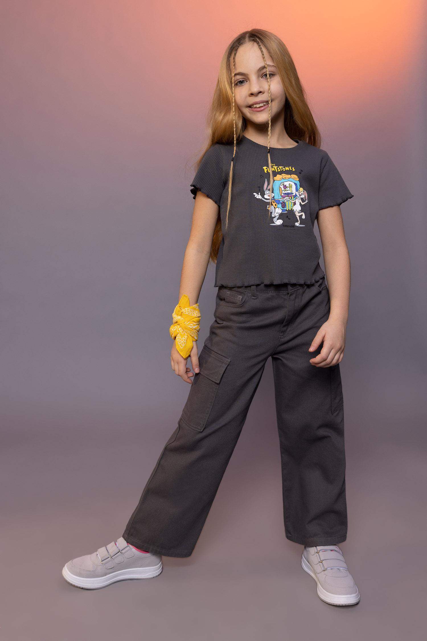 Girl Wide Leg Cotton Cargo Pants