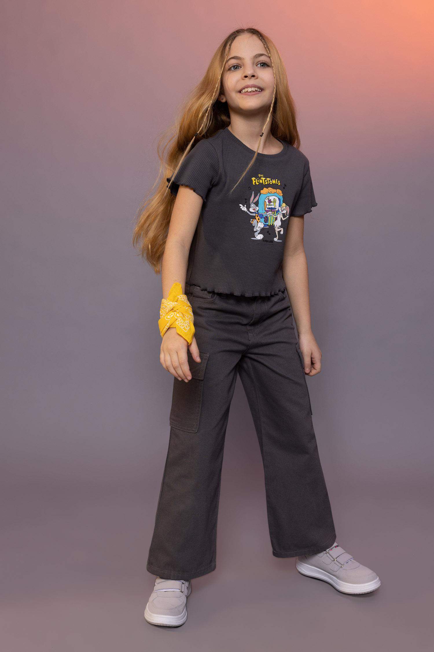 Girl Wide Leg Cotton Cargo Pants