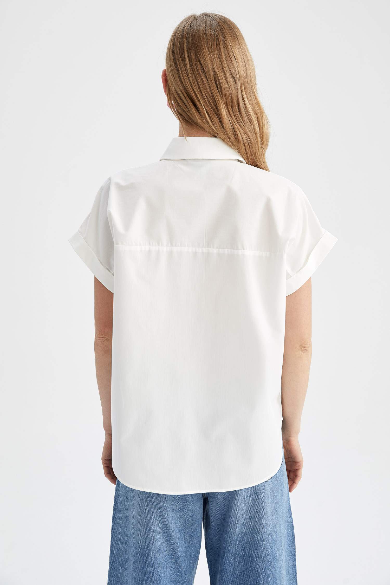 Regular Fit Shirt Collar Poplin Short Sleeve Shirt