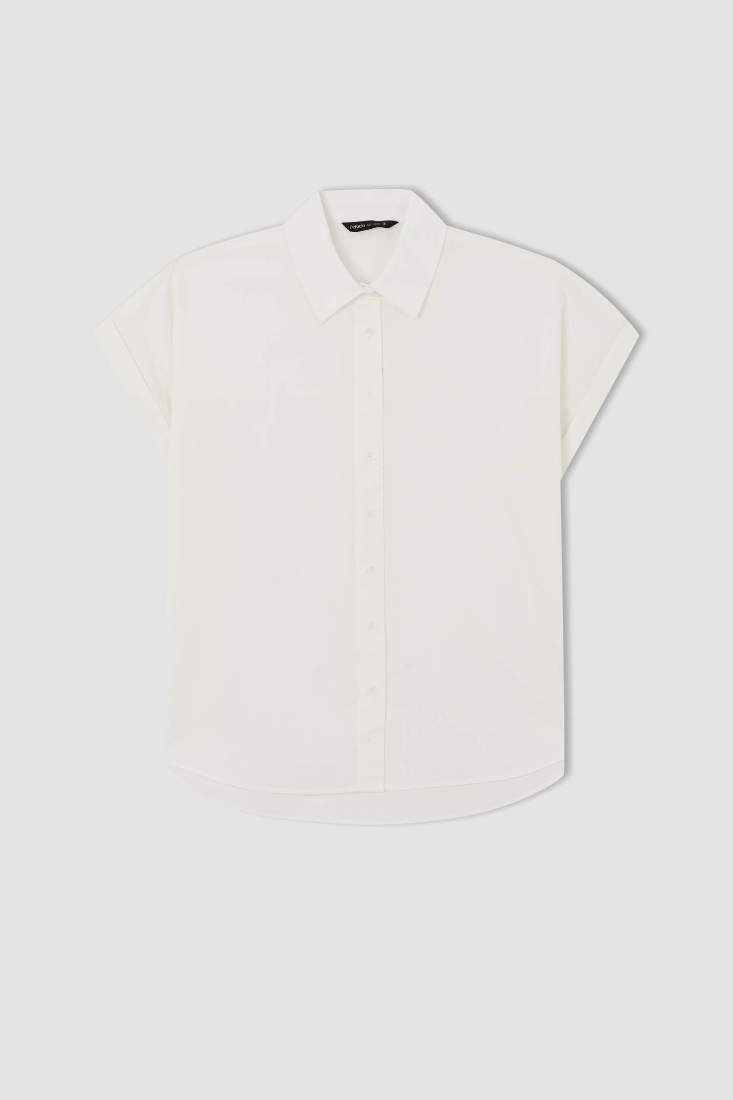 Regular Fit Shirt Collar Poplin Short Sleeve Shirt