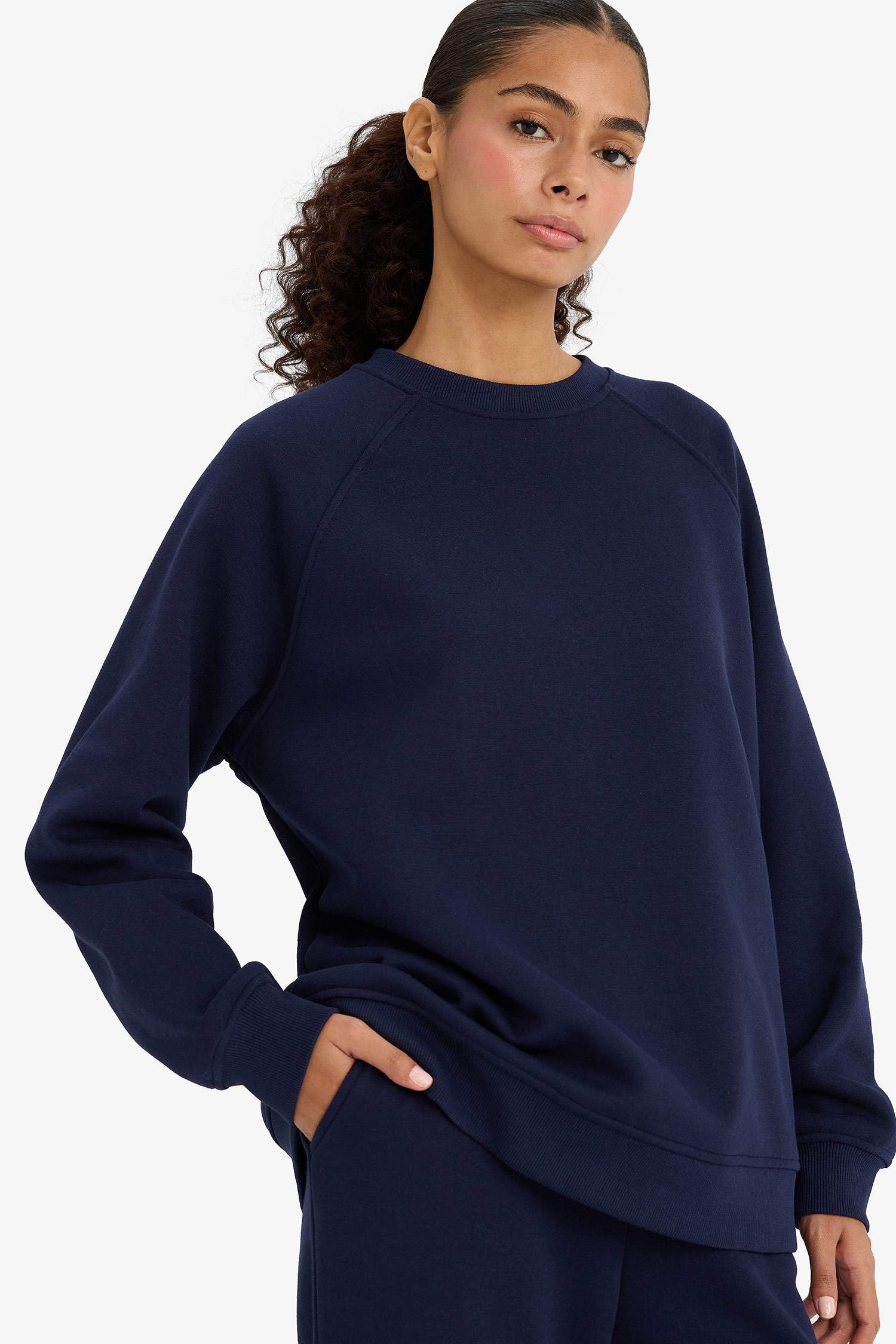 Sweatshirt épais oversize basique à col rond