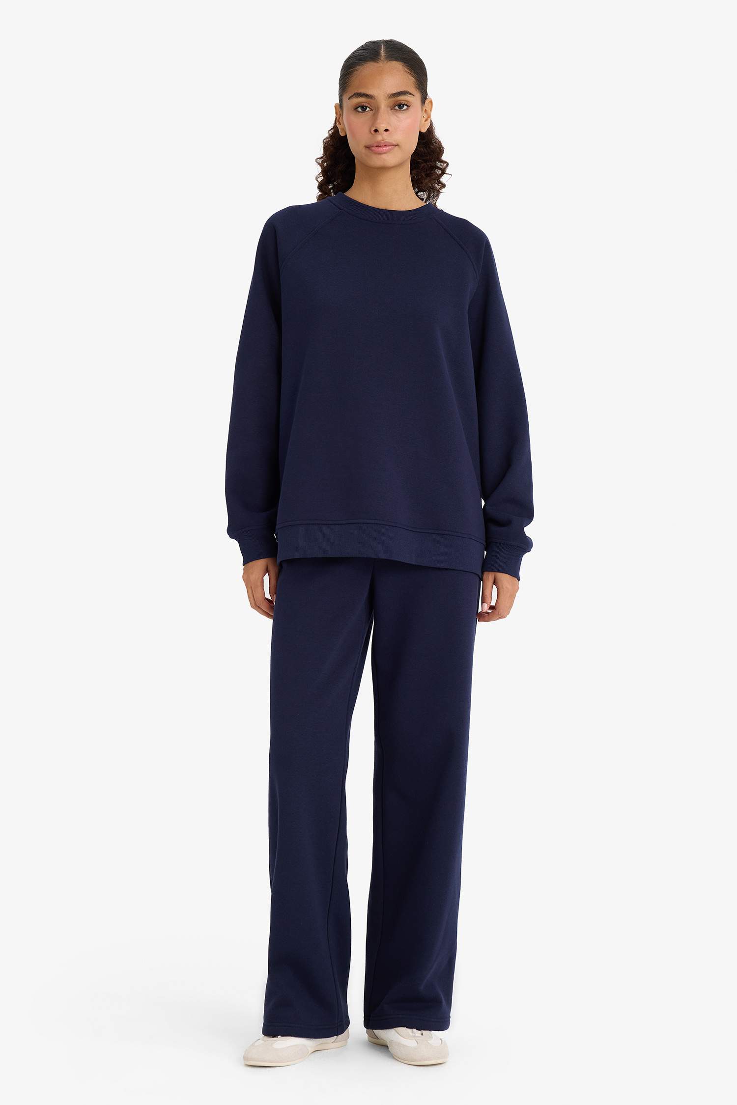 Sweatshirt épais oversize basique à col rond