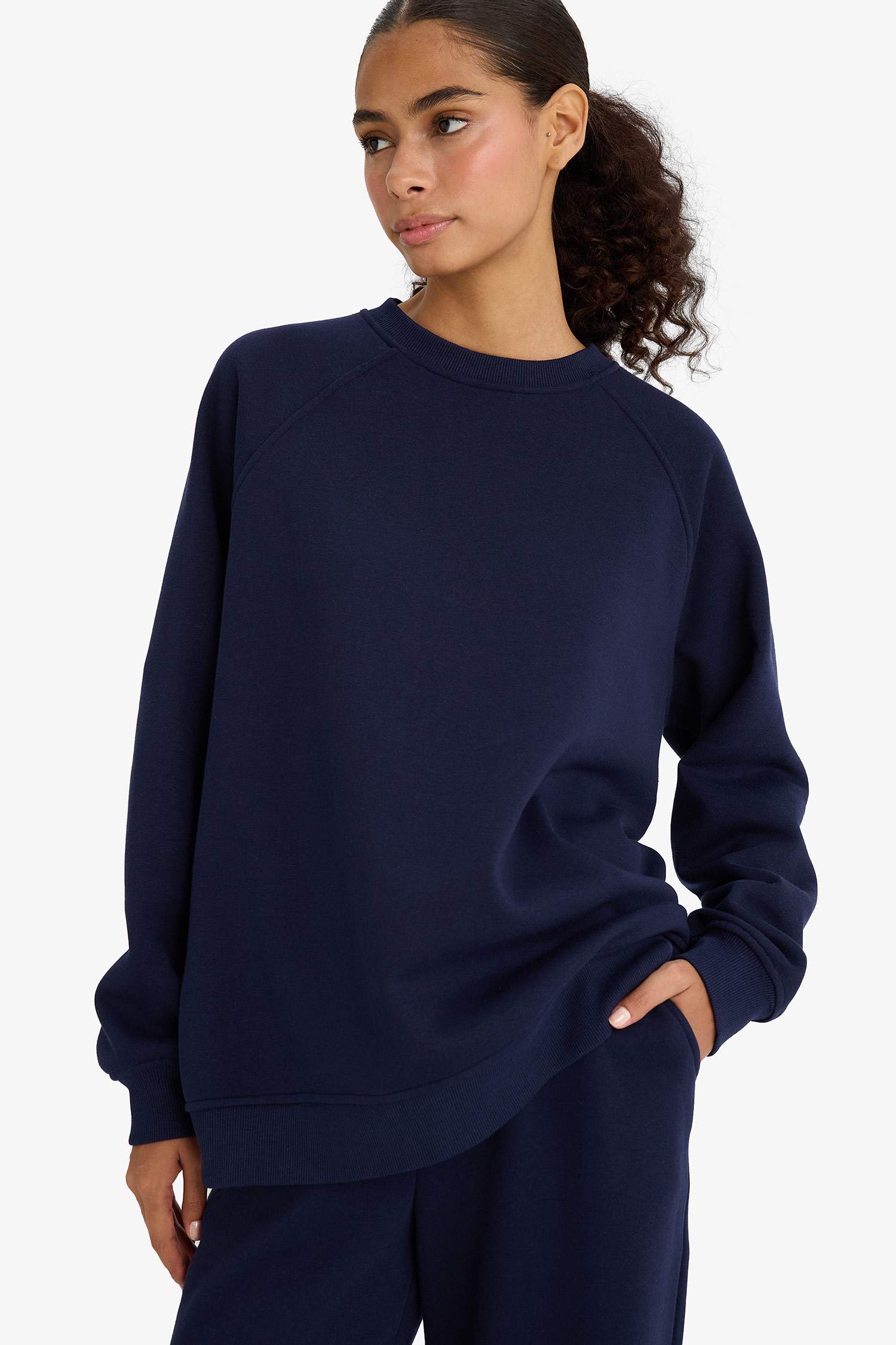 Sweatshirt épais oversize basique à col rond