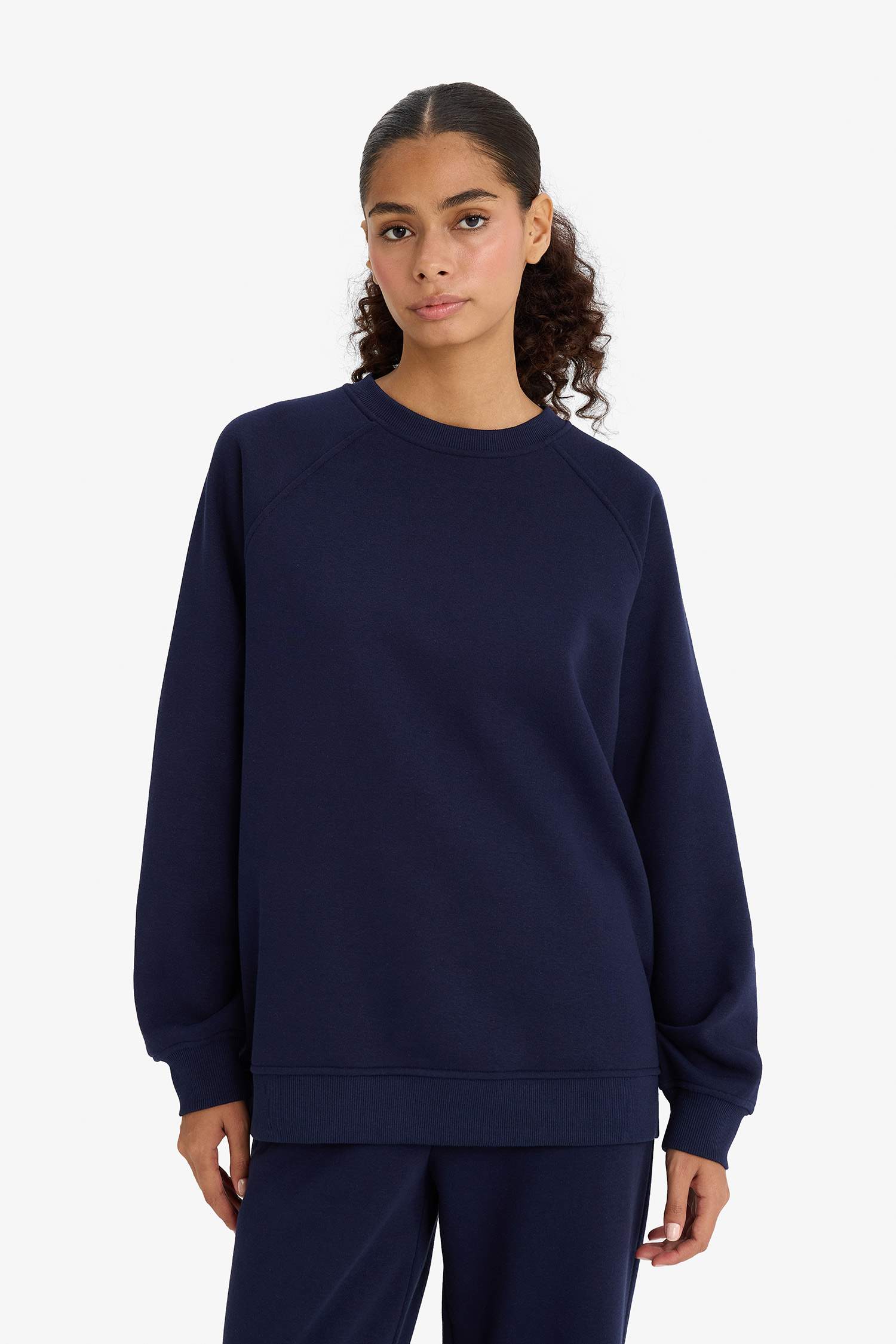 Sweatshirt épais oversize basique à col rond