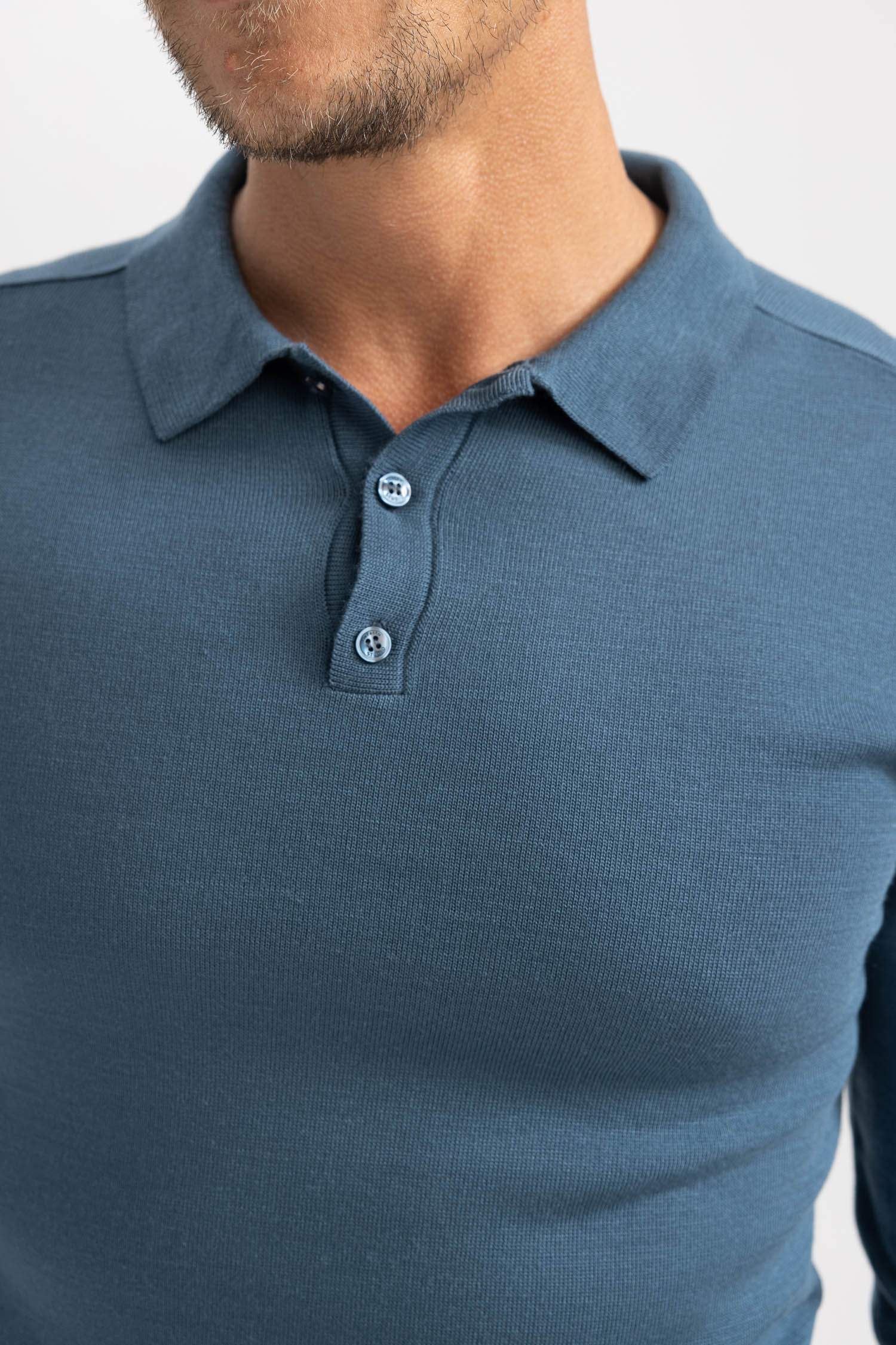 Pull slim en tricot à col polo